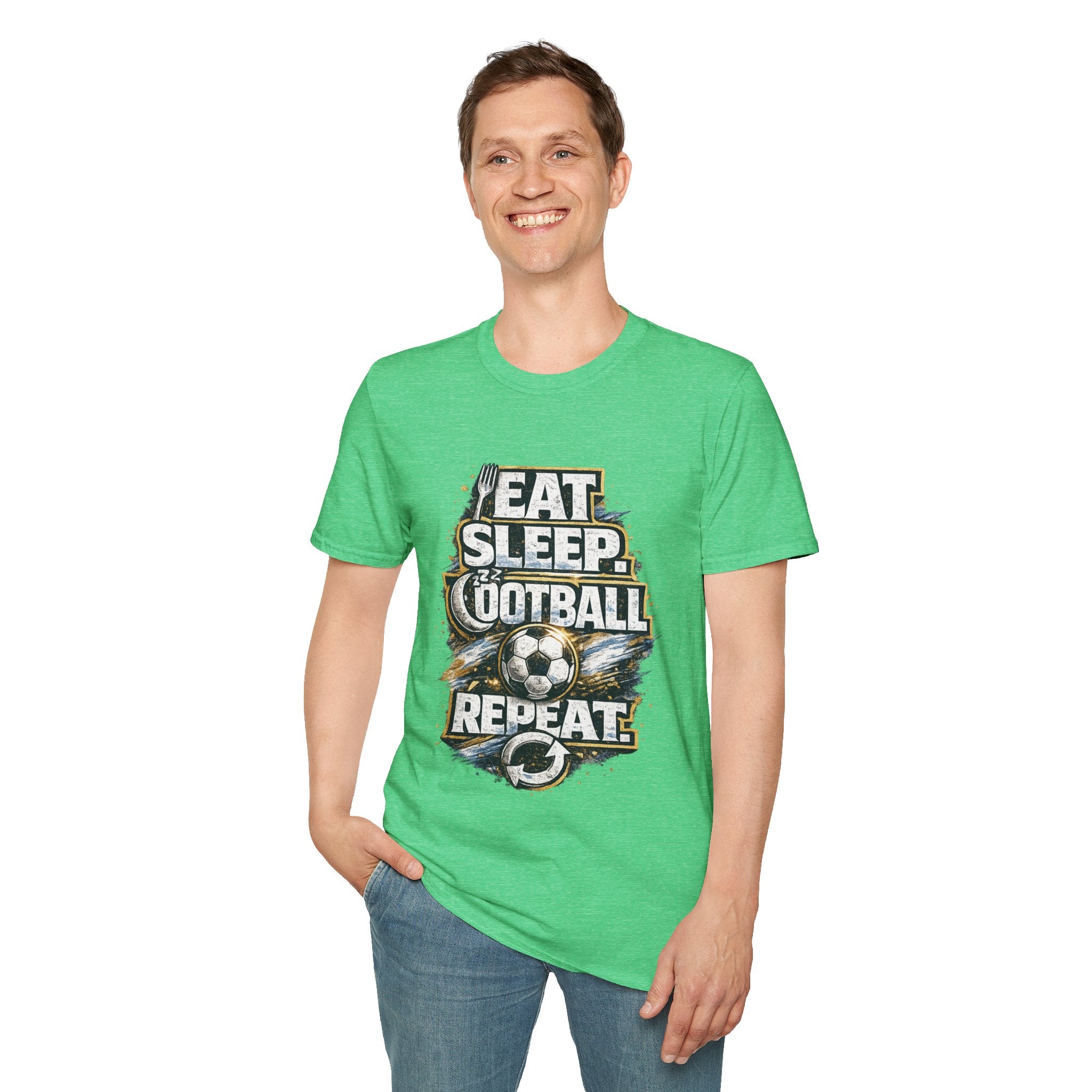 Football 'Eat Sleep Football Repeat' T-Shirt — Vintage Soccer Fan Tee