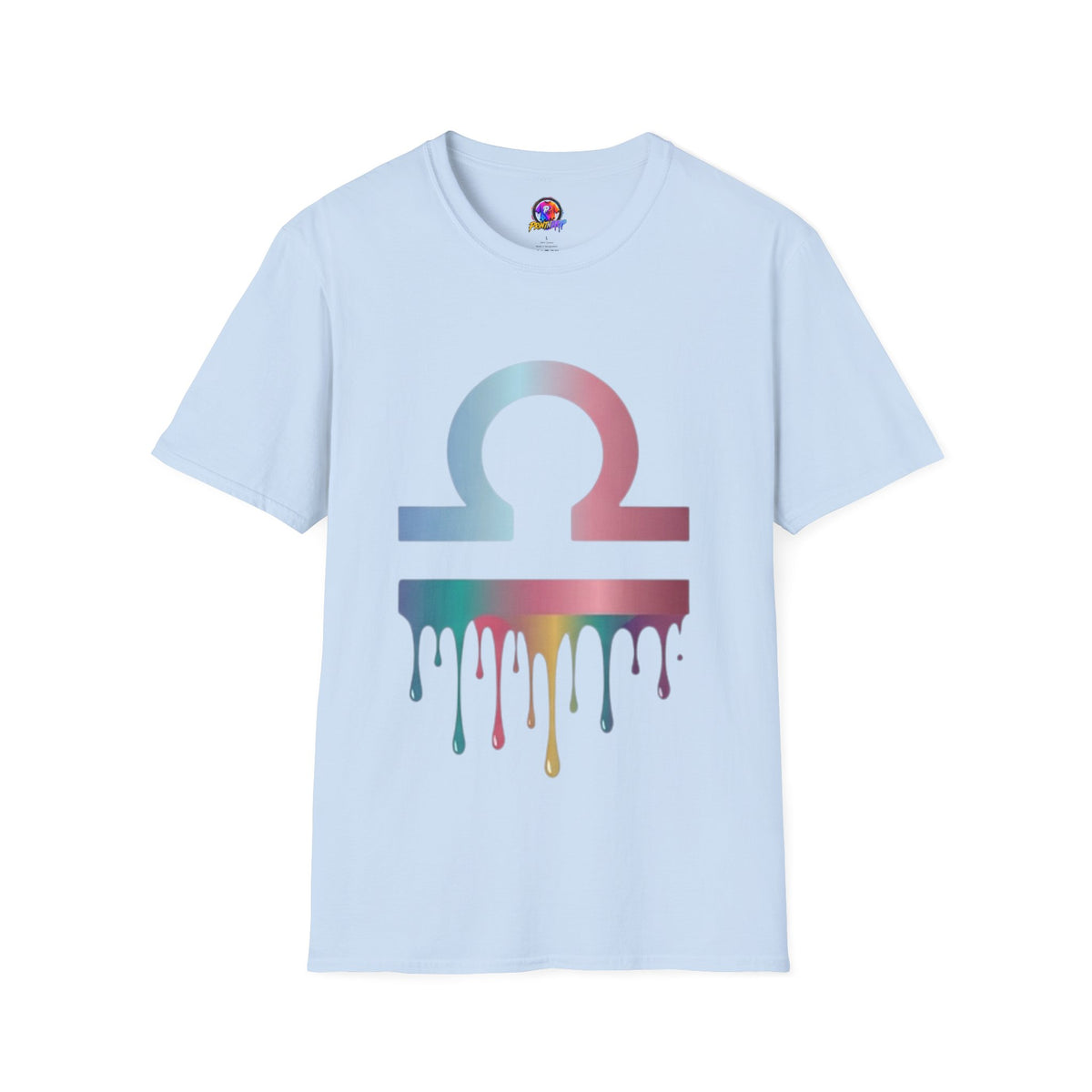 Omega Symbol T-Shirt — Pastel Gradient Drip Design
