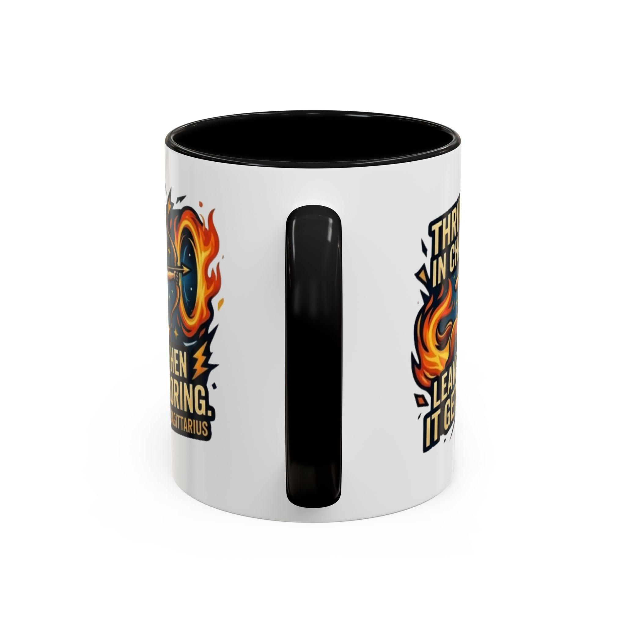 Sagittarius Coffee Mug – "Thrives in Chaos, Leaves When It Gets Boring" Accent Mug