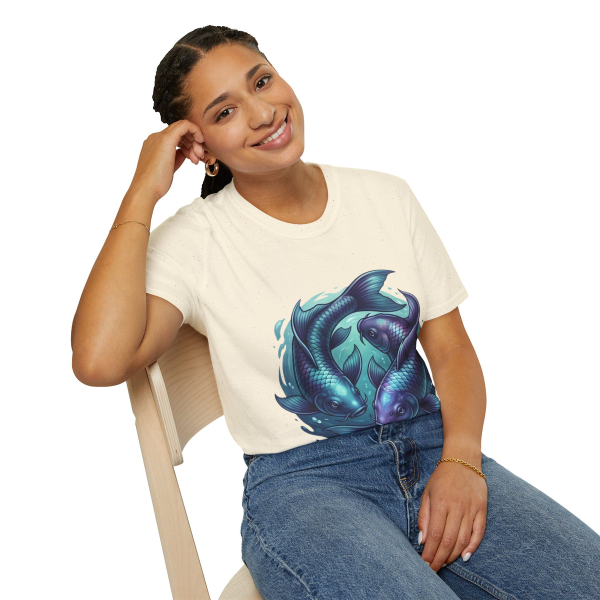 Koi Fish Circle T-Shirt — Artistic Yin Yang Aquatic Tee