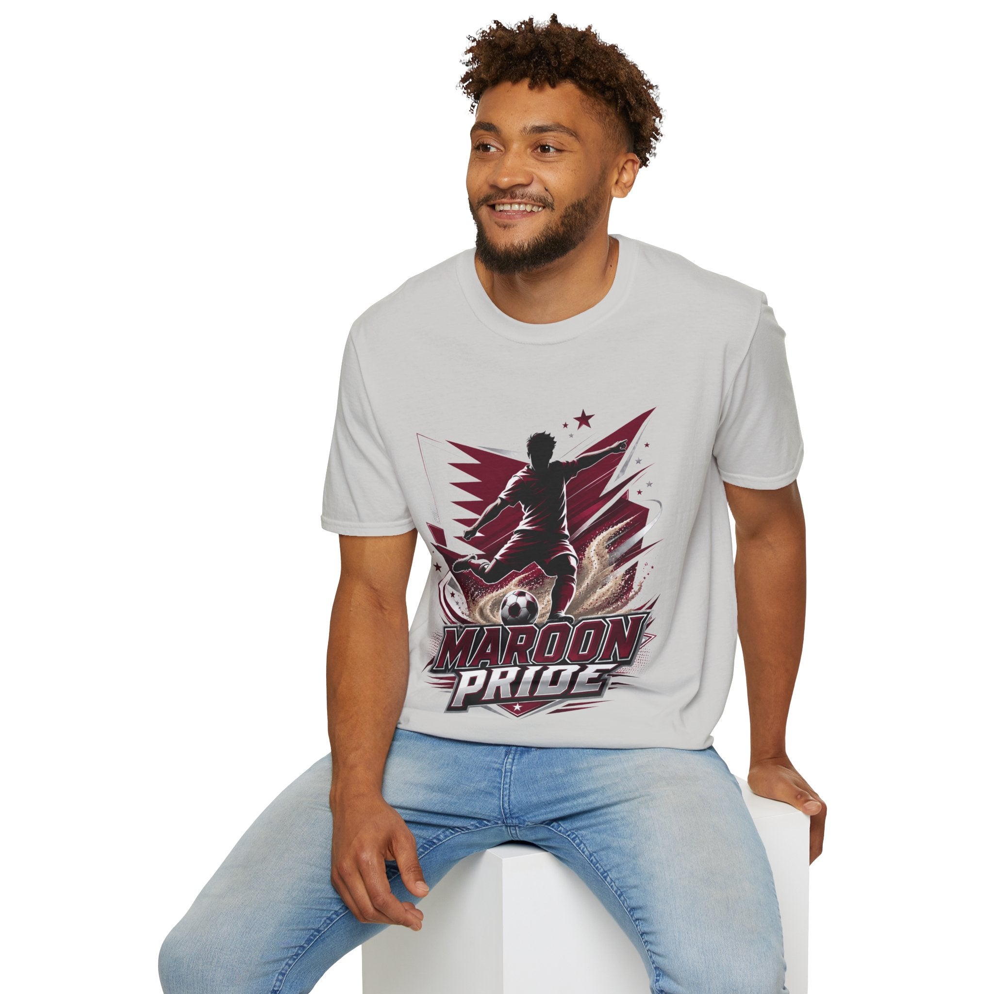 Qatar Maroon Pride Soccer T-Shirt — Silhouette Player Graphic Tee