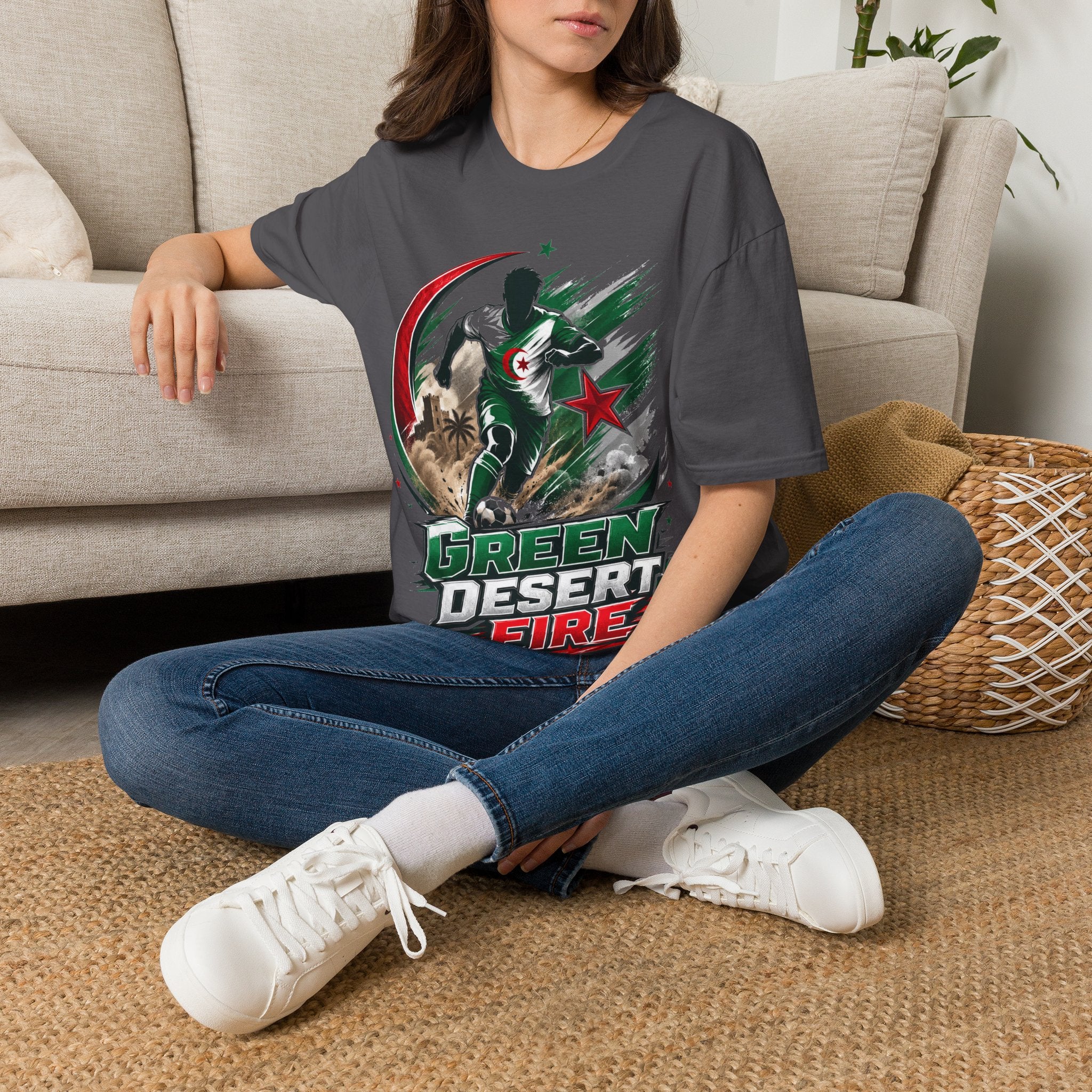 Algeria Football Fan Tee — "Green Desert Fire" Soccer Shirt