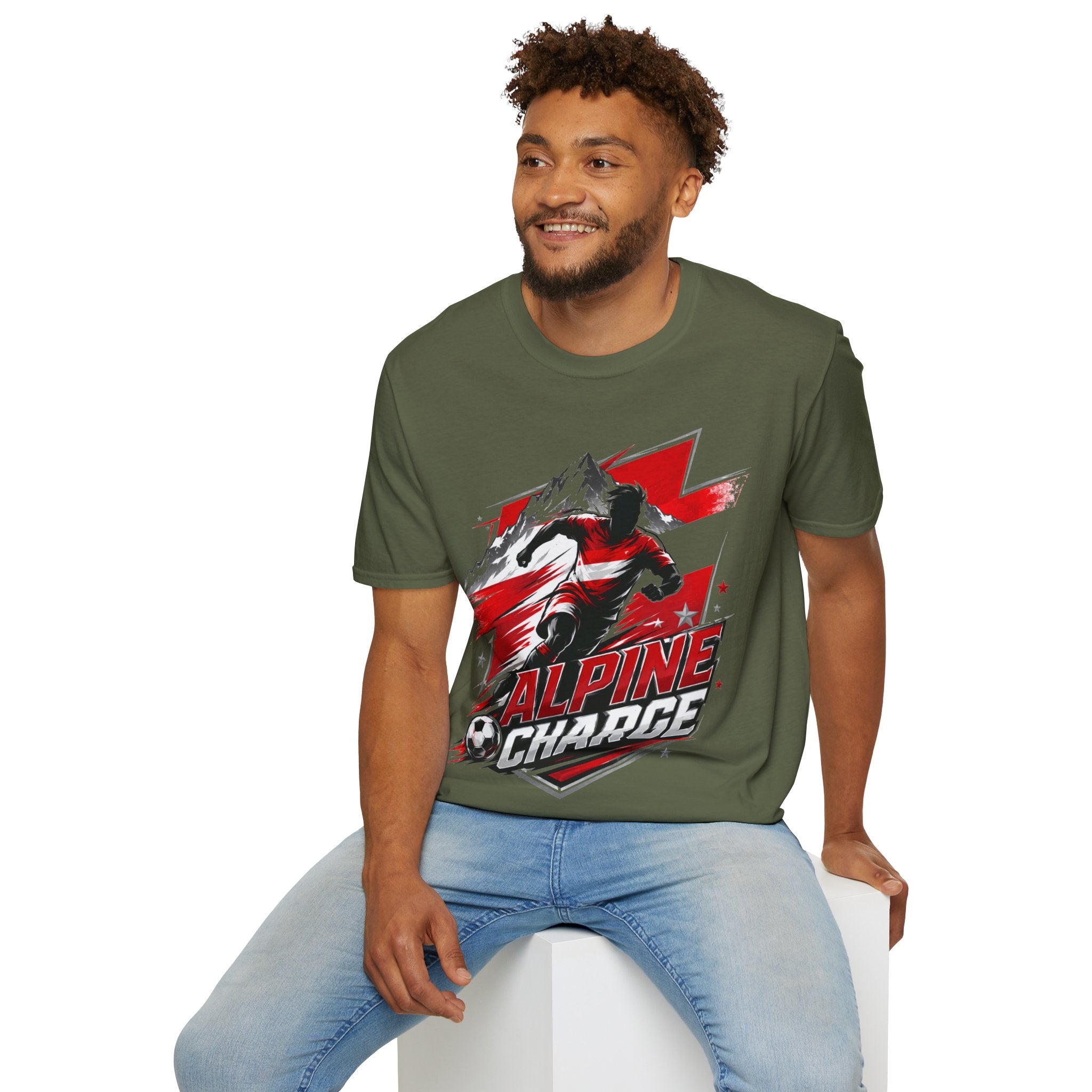 Austria  Alpine Charge Soccer T-Shirt — Mountain Football Graphic Tee -