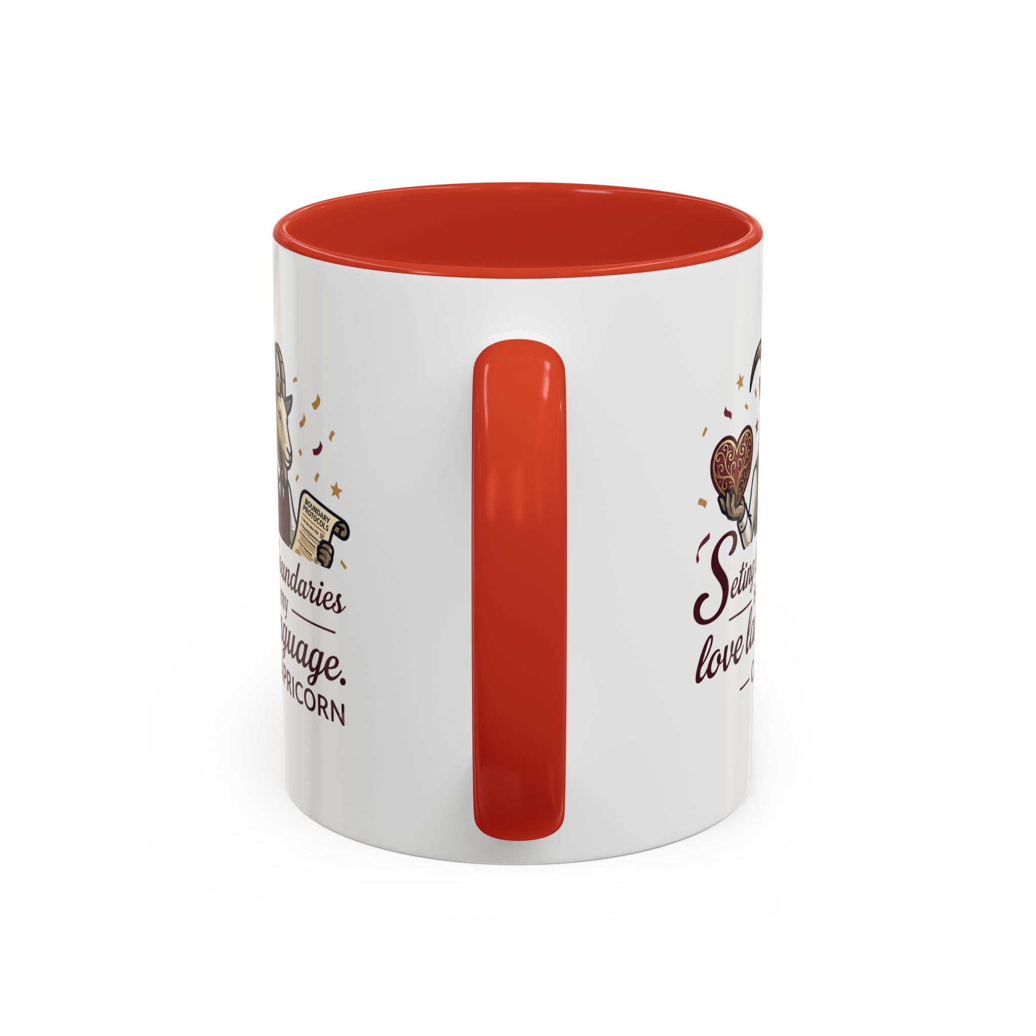 Capricorn Zodiac Coffee Mug — "Setting Boundaries Is My Love Language" Accent Mug
