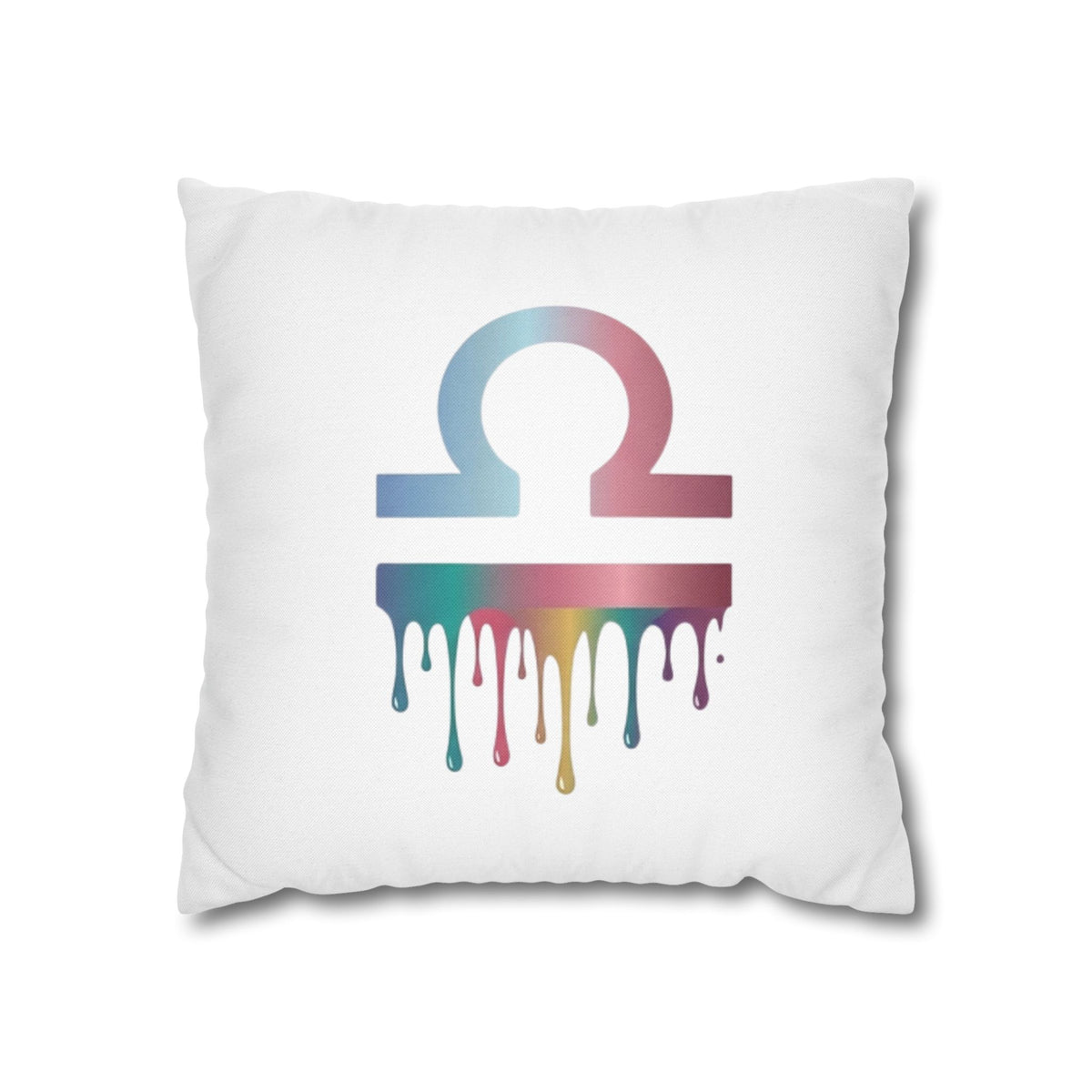 Libra Zodiac Drip Pillowcase — Colorful Astrology Square Throw Pillow