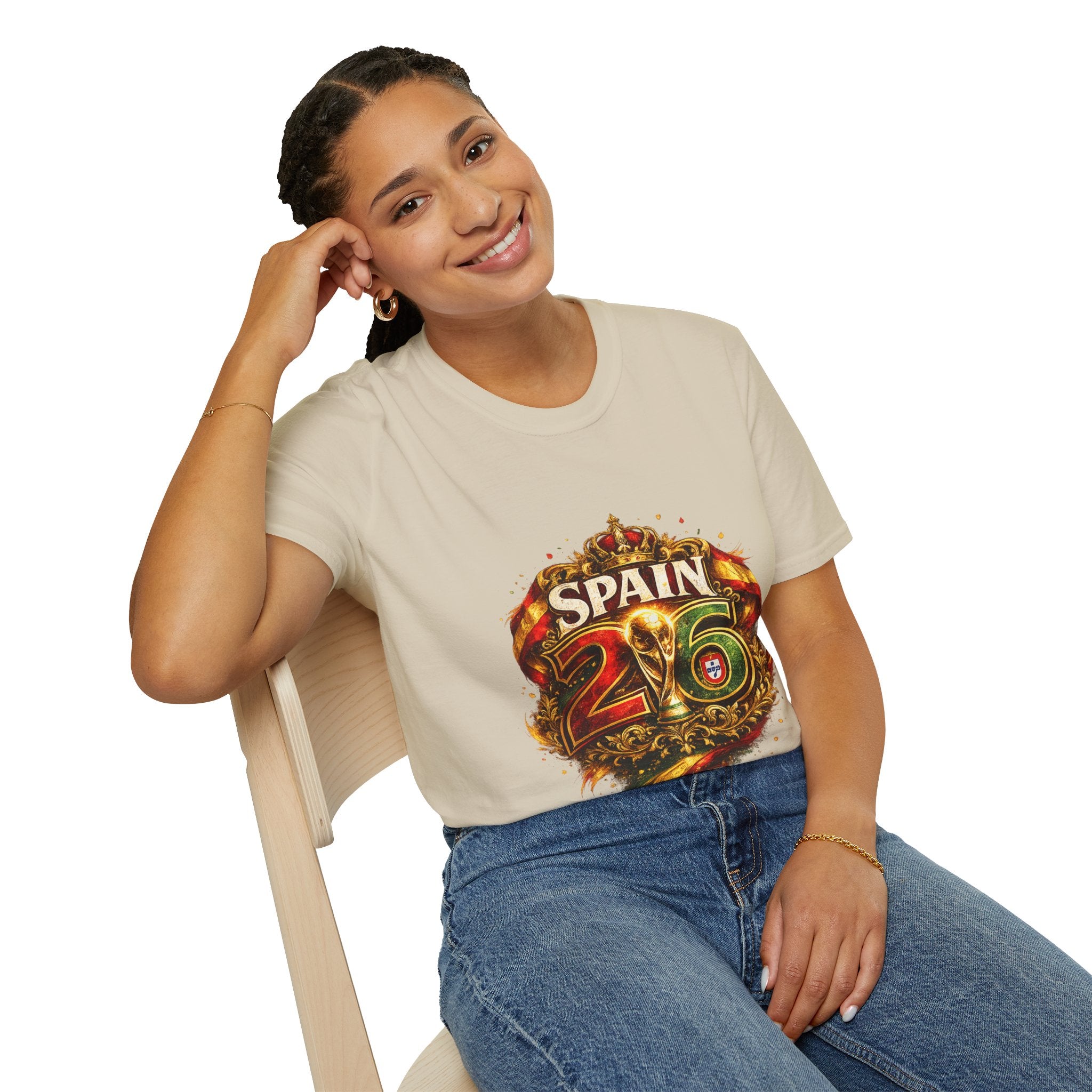 Spain 26 Graphic T-Shirt — Vintage Crowned Soccer Fan Tee