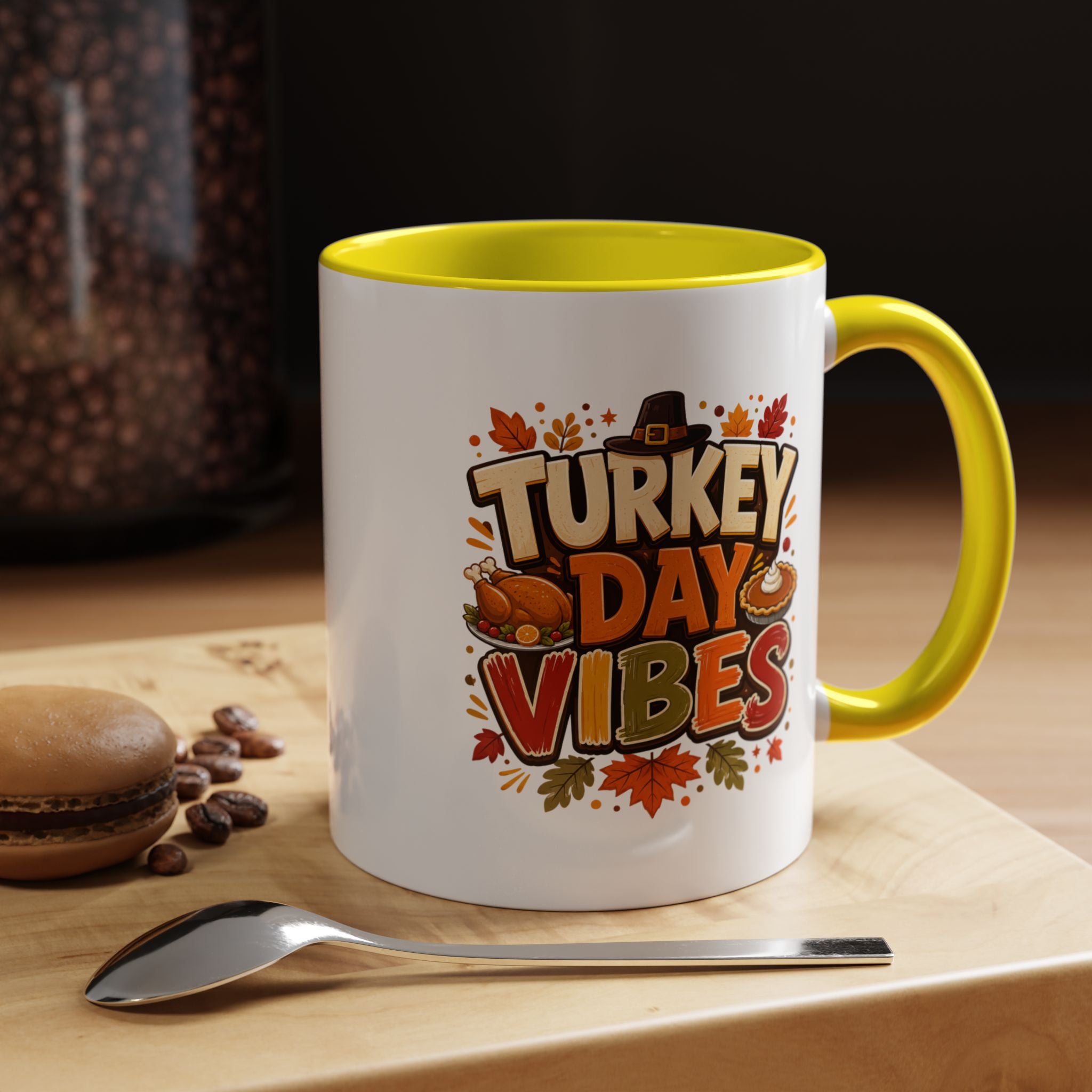 Thanksgiving Mug Turkey Day Vibes Accent Mug — Thanksgiving Coffee Cup