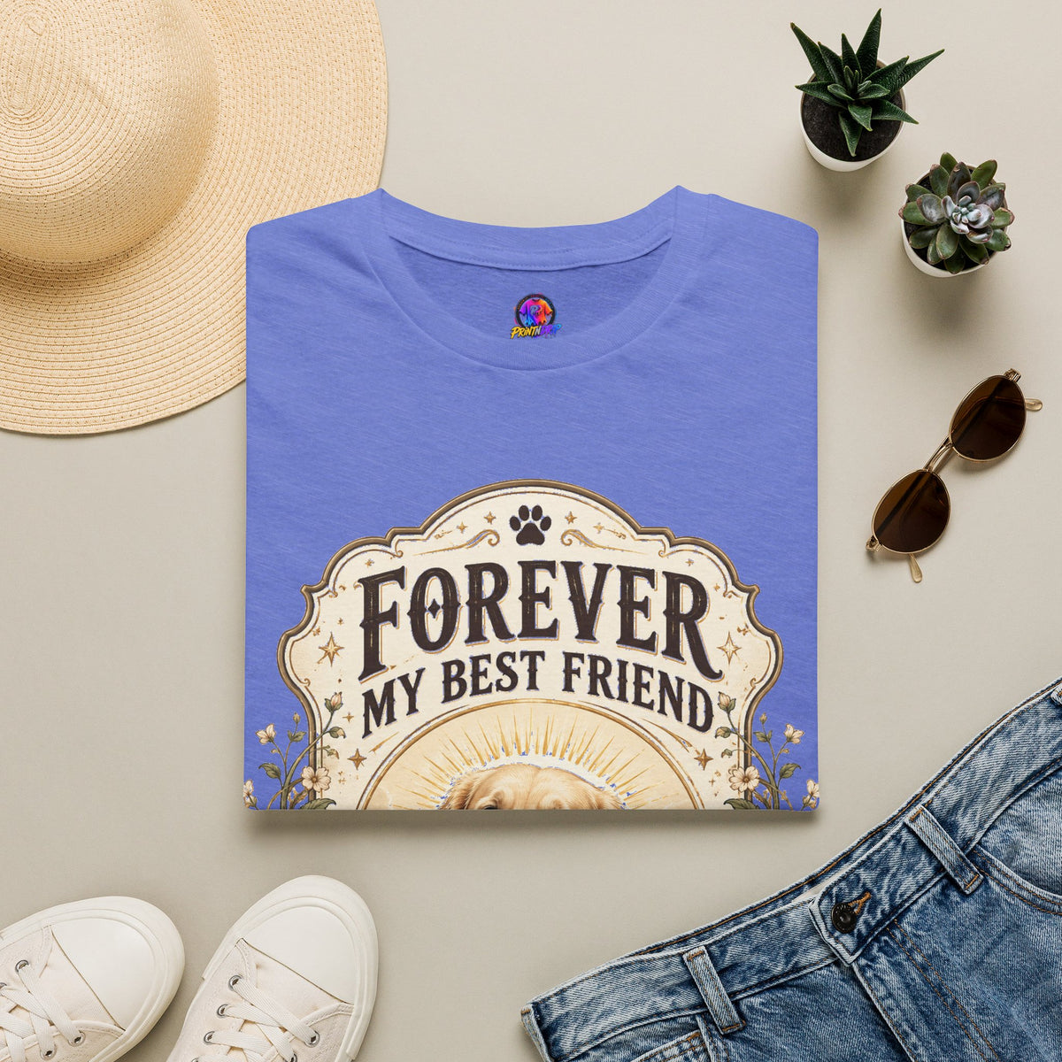 Dog Memorial T-Shirt — "Forever My Best Friend" Personalized Pet Tribute Tee