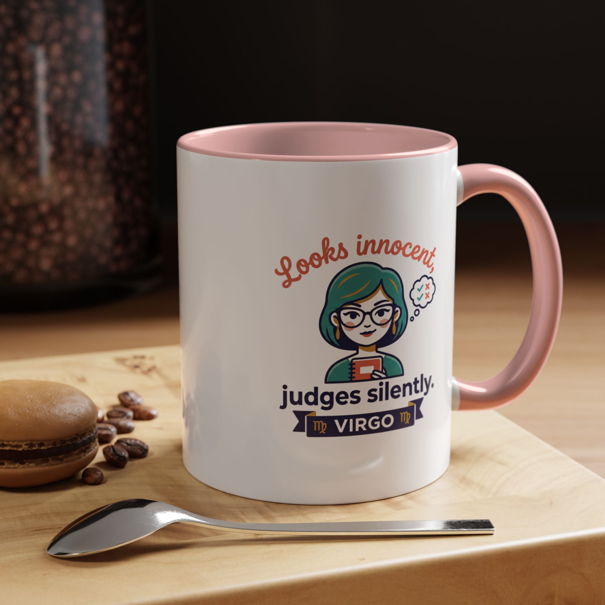 Virgo Accent Coffee Mug - "Looks Innocent, Judges Silently" Zodiac Astrology Gift