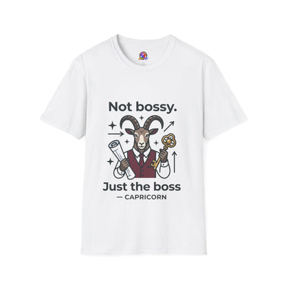 Capricorn T-Shirt — "Not Bossy, Just the Boss" Zodiac Goat Tee