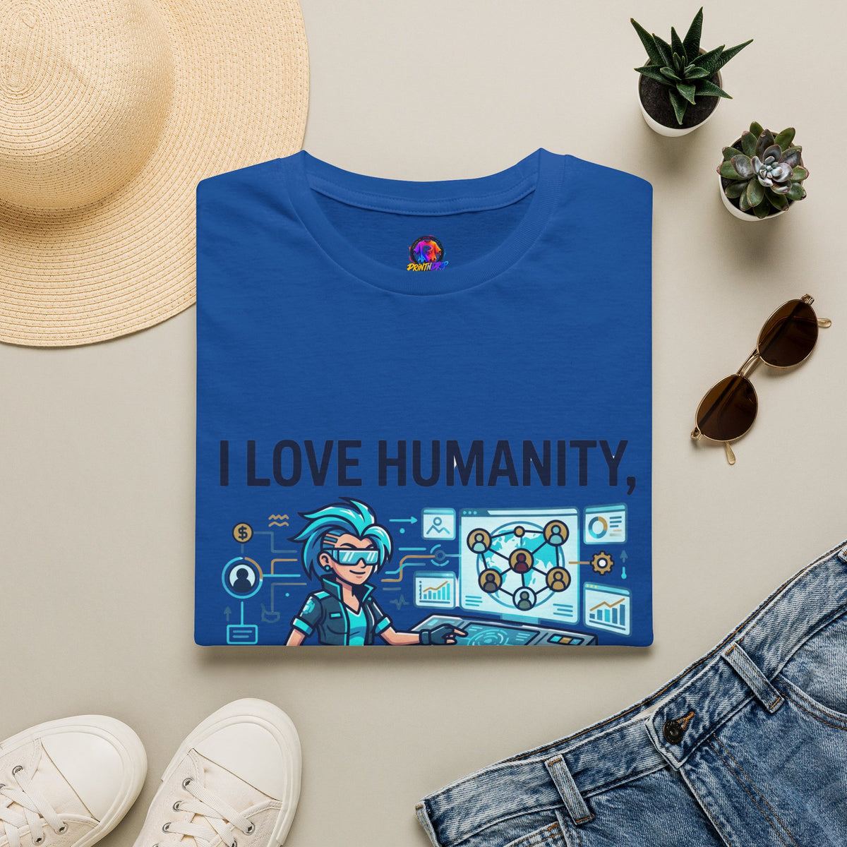 Aquarius Zodiac I Love Humanity T-Shirt — Funny Aquarist Marine Biologist Tee
