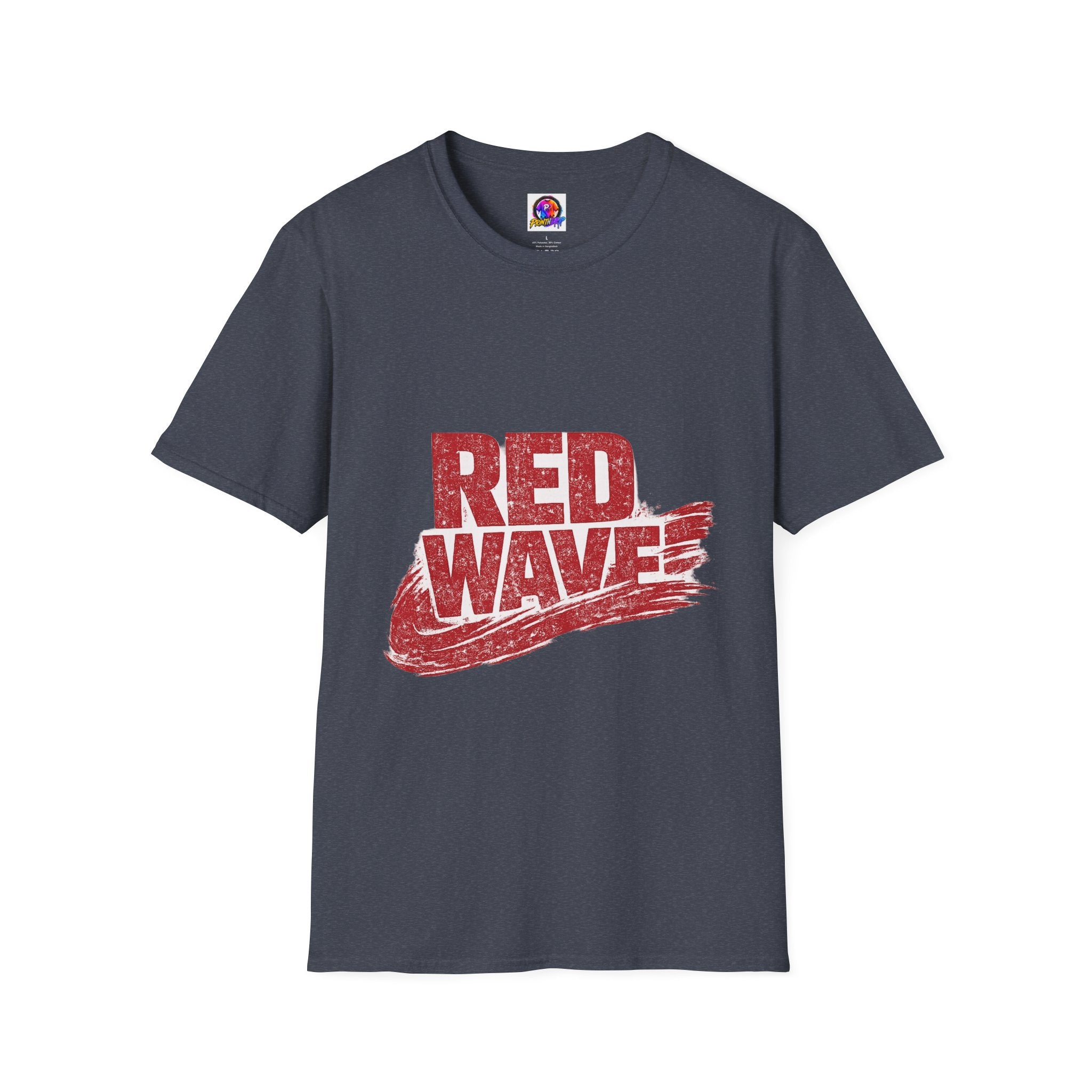 South Korea Red Wave Graphic T‑Shirt — Vintage Distressed Logo Tee