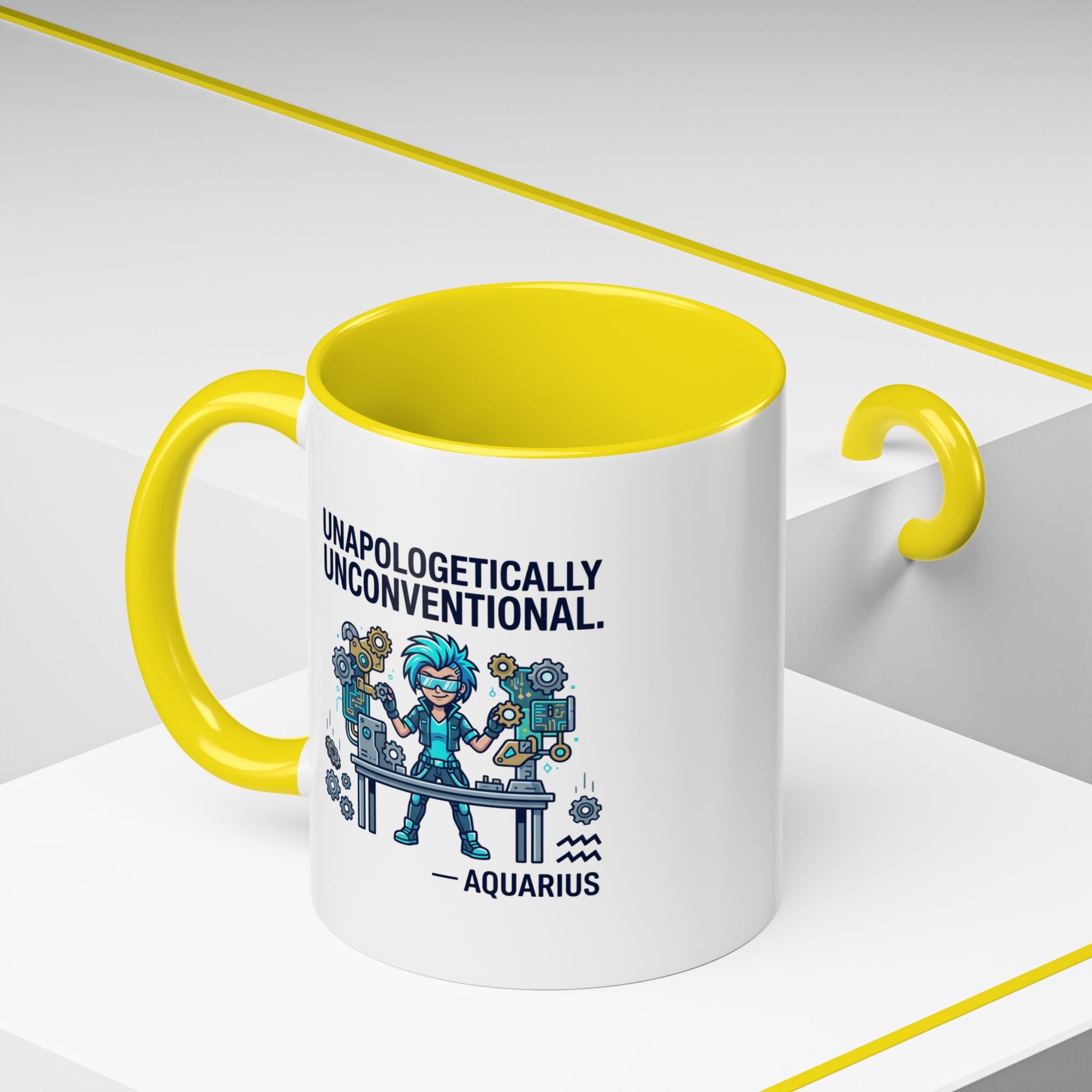 Aquarius Coffee Mug - "Unapologetically Unconventional" Zodiac Accent Mug 11oz