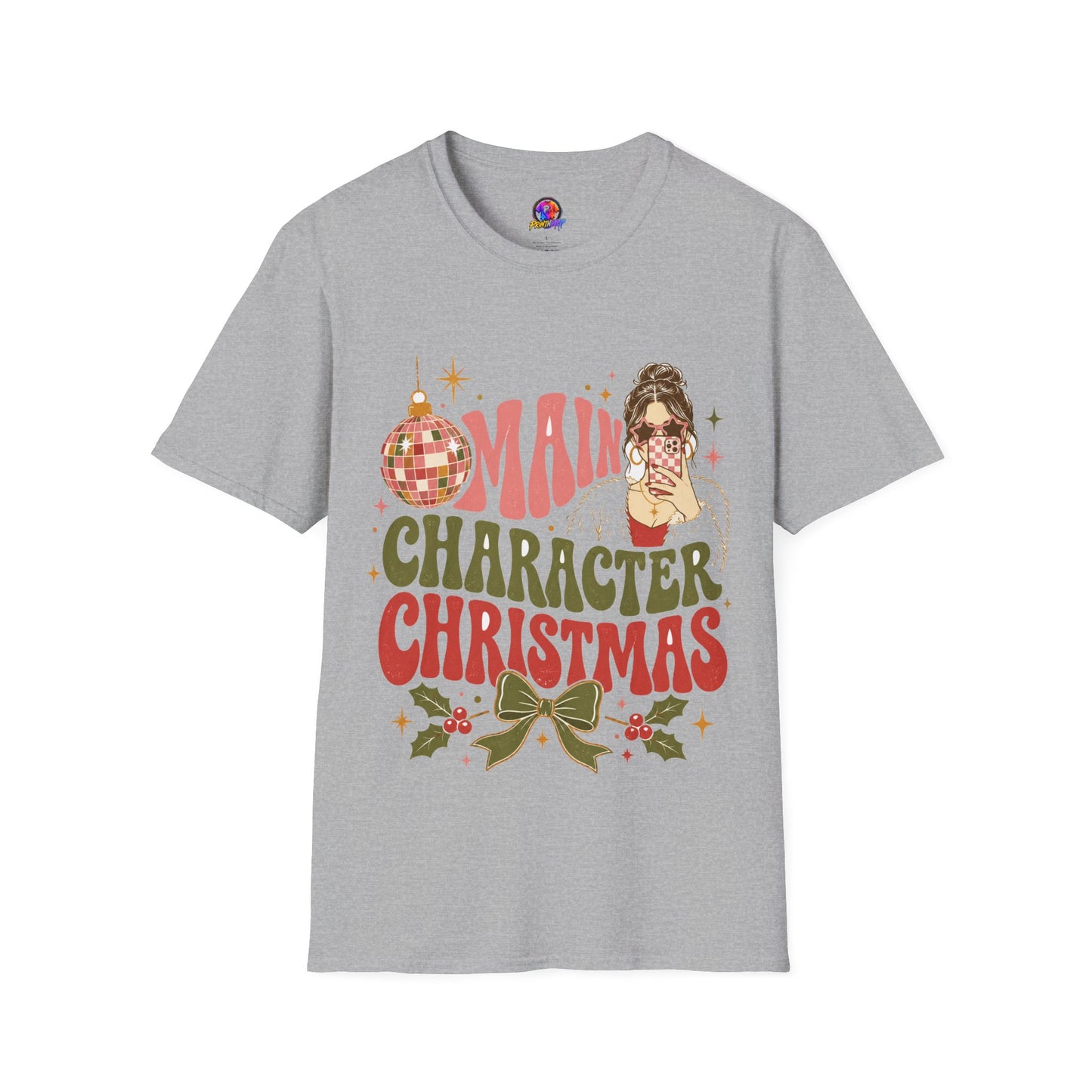 Christmas T-Shirt — "Main Character Christmas" Graphic Tee (Holiday Mom Aesthetic)