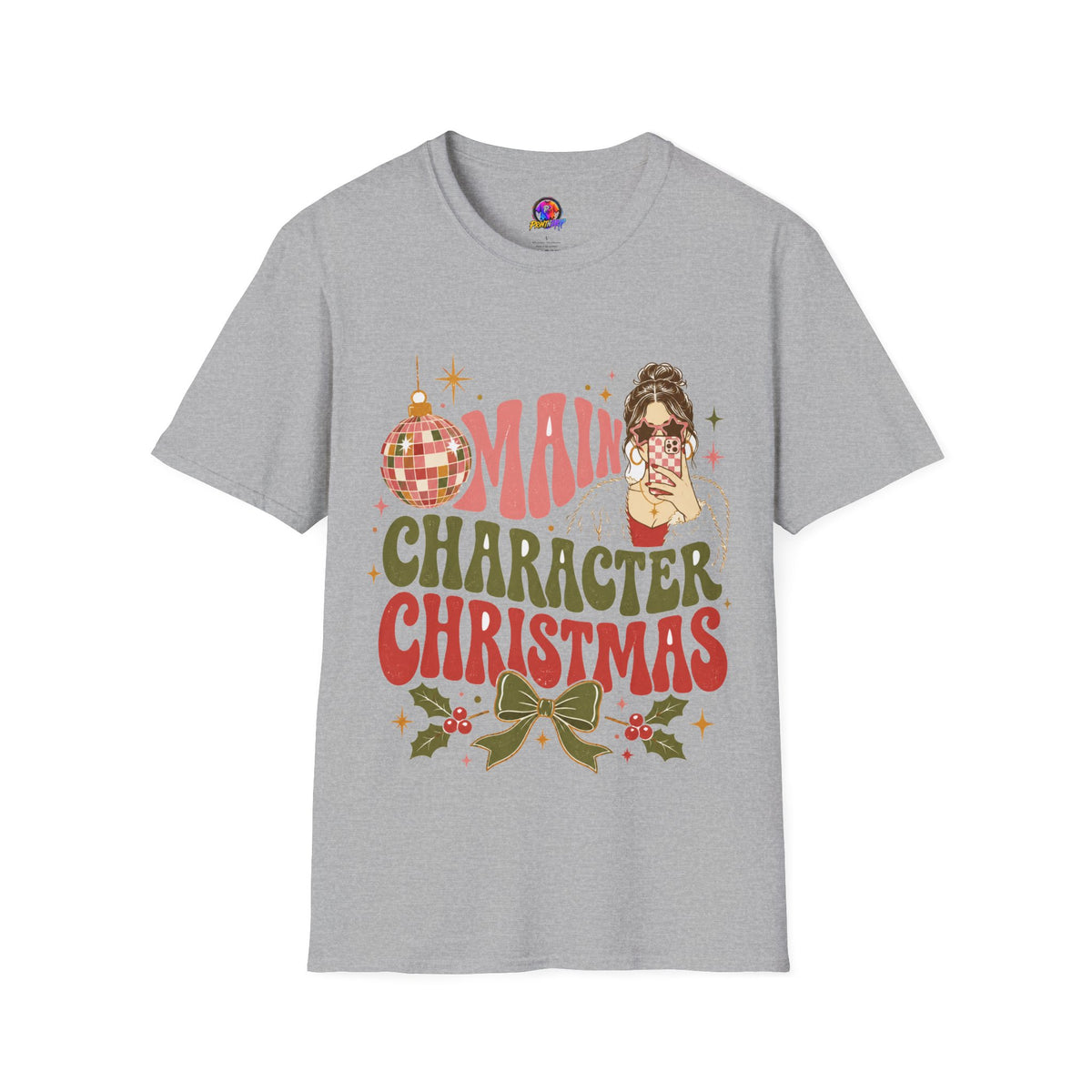 Christmas T-Shirt — "Main Character Christmas" Graphic Tee (Holiday Mom Aesthetic)