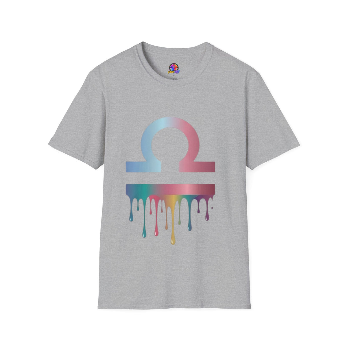 Libra Zodiac Omega Symbol T‑Shirt — Pastel Gradient Drip Graphic Shirt