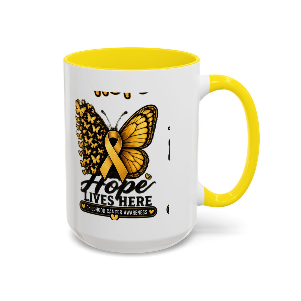 Children’s Cancer Awareness Accent Coffee Mug — "Hope Lives Here" (11/15oz)