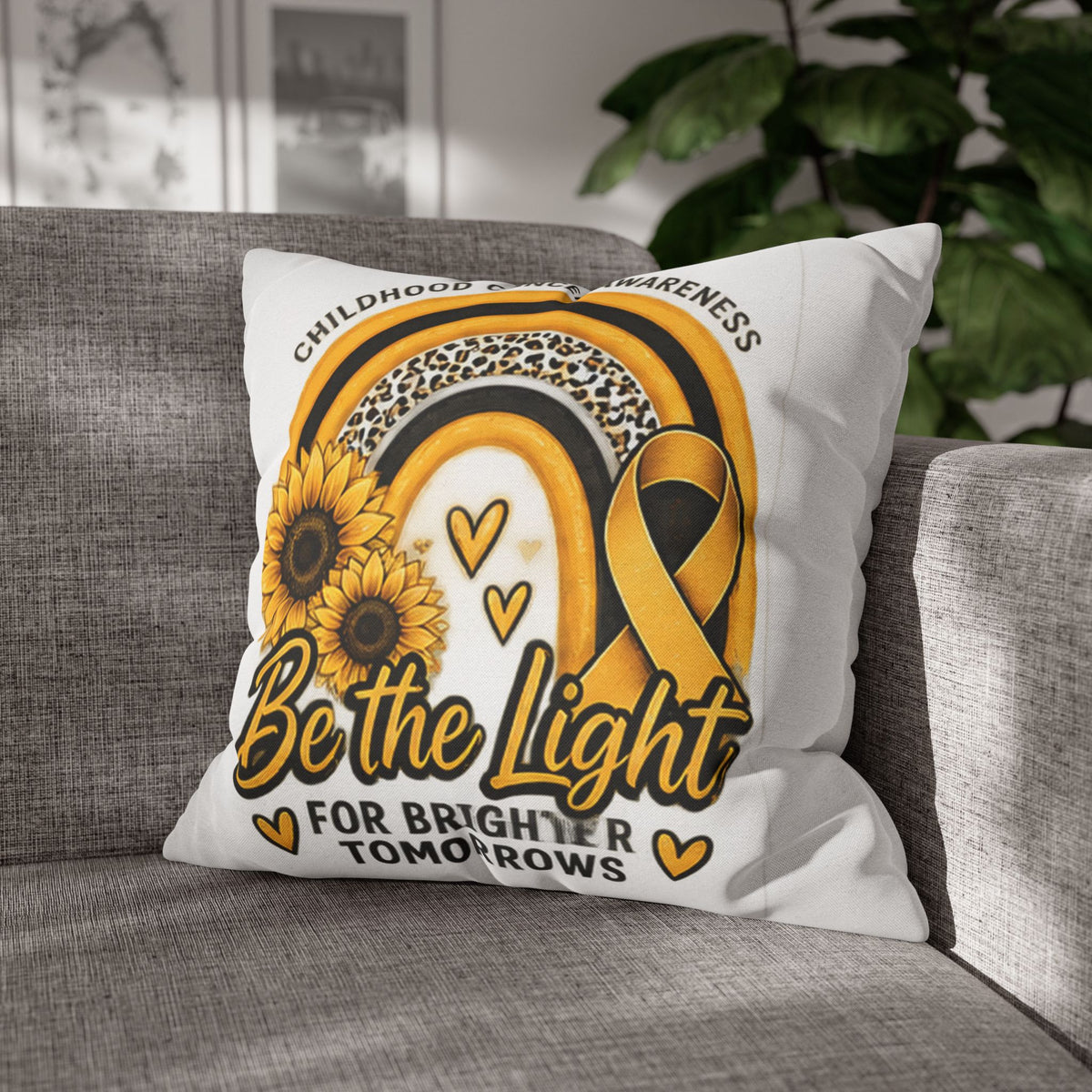 Childhood Cancer Awareness Pillowcase — "Be the Light for Brighter Tomorrows"