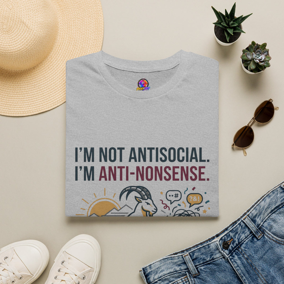 Capricorn T-Shirt — "I'm Not Antisocial, I'm Anti-Nonsense" Zodiac Tee
