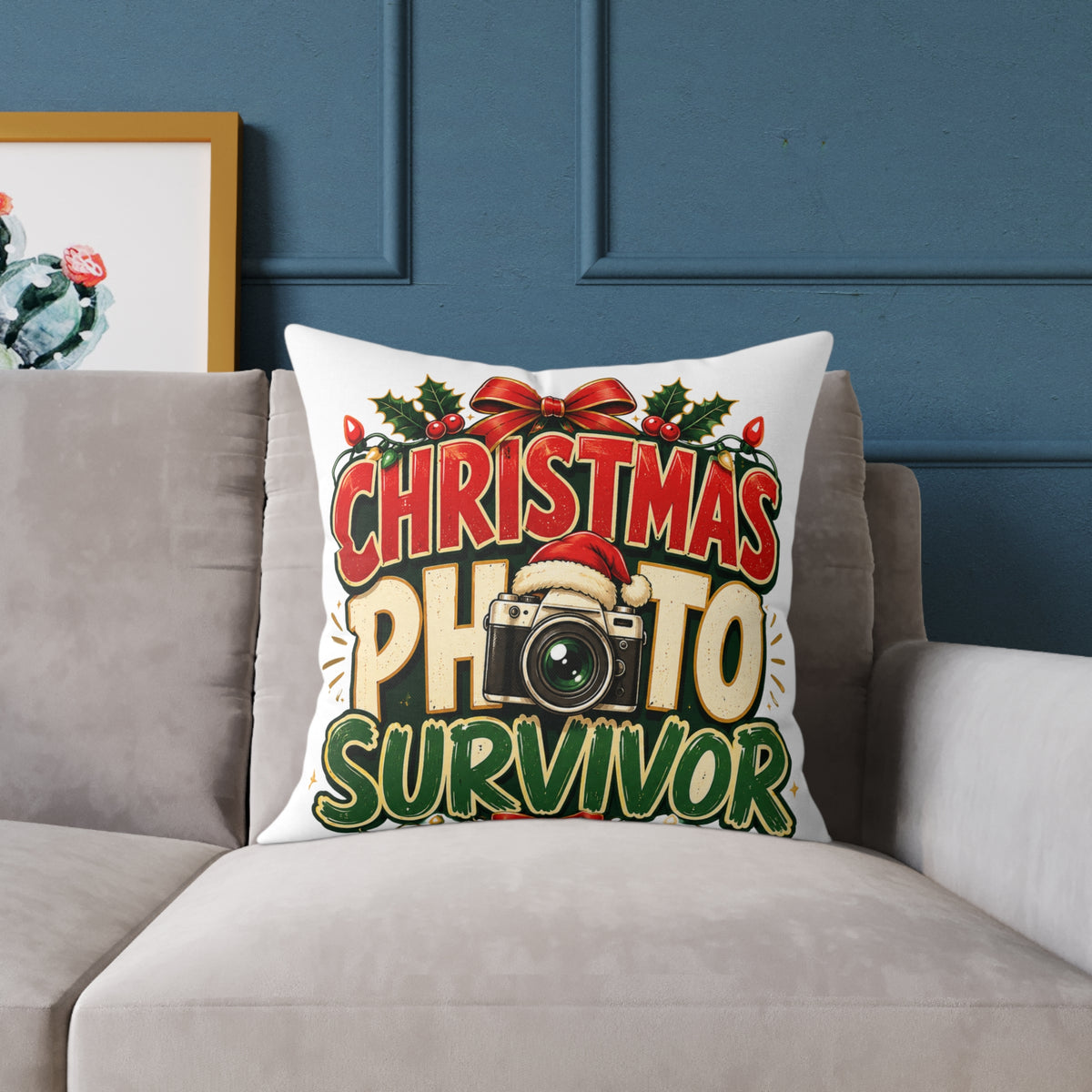 Christmas Photo Survivor Pillow — Holiday Camera Photographer Gift