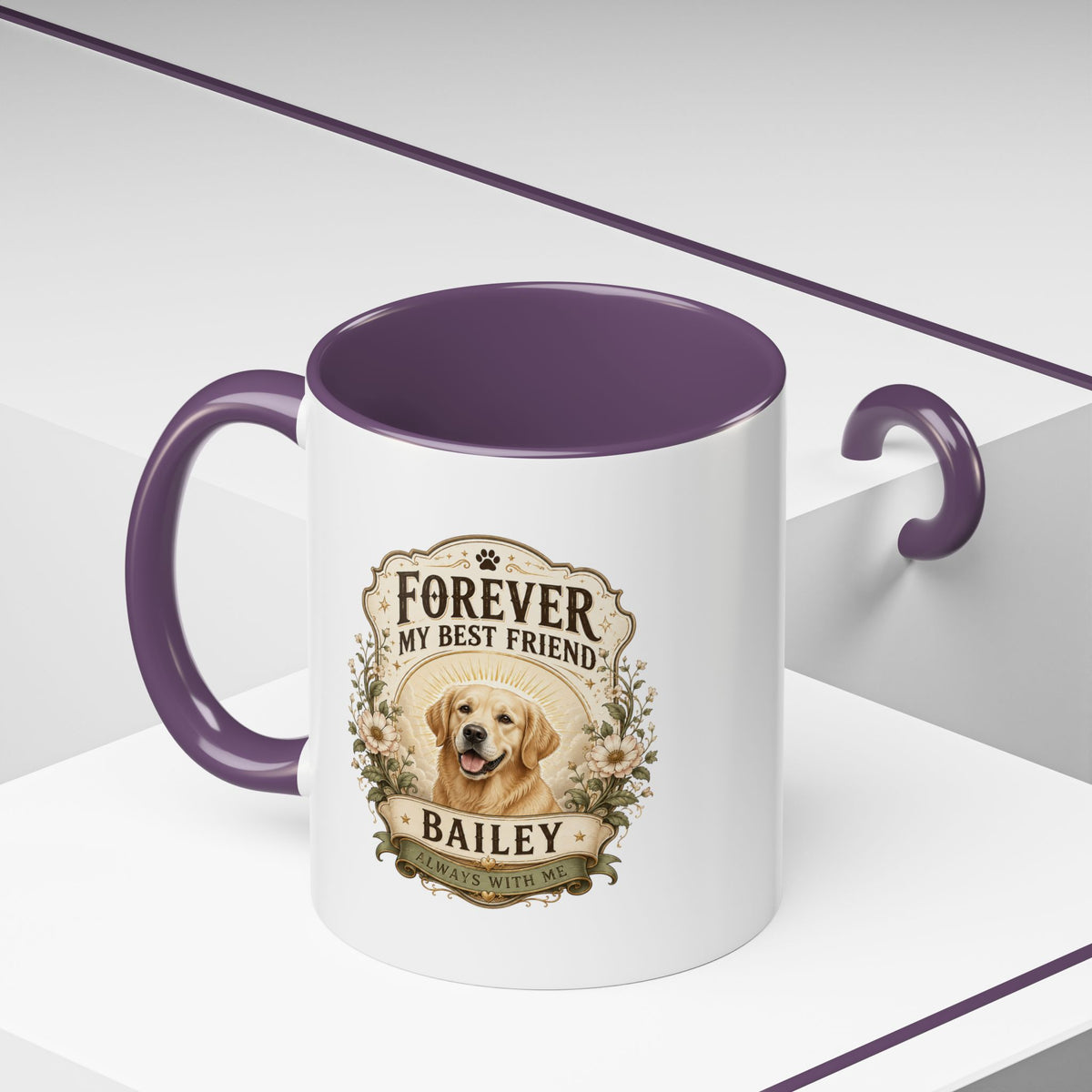 Milo Bailey Dog Dad Mom Forever My Best Friend Dog Coffee Mug — Personalized Pet Name Golden Retriever Accent Mug