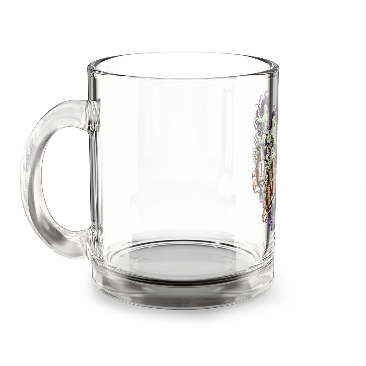 Halloween Glass Mug 10 oz  Beware the Midnight Bell Glass Mug — 10oz Gothic Clock Coffee Cup