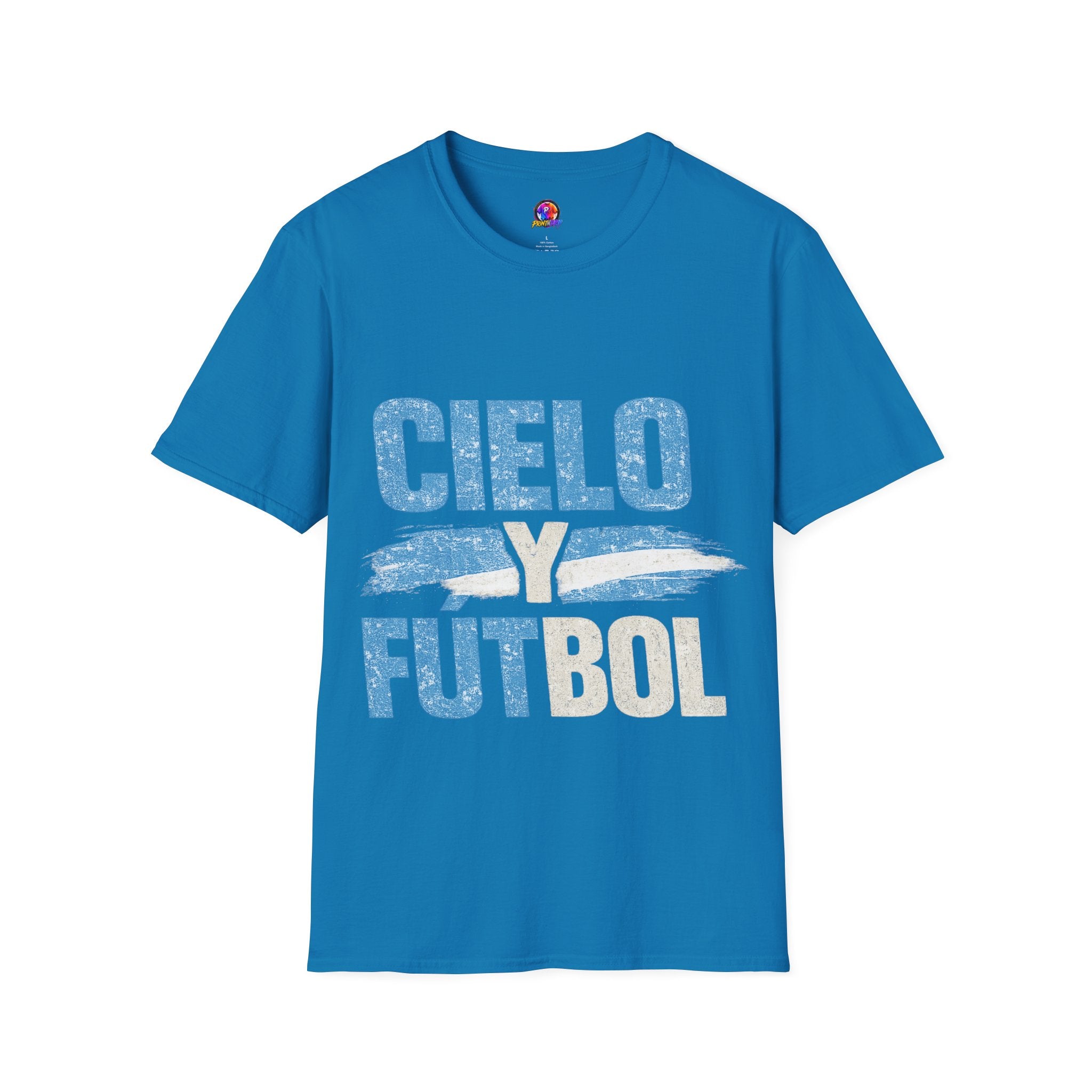 Argentina Cielo Fútbol T-Shirt — Vintage Sky Blue Soccer Tee