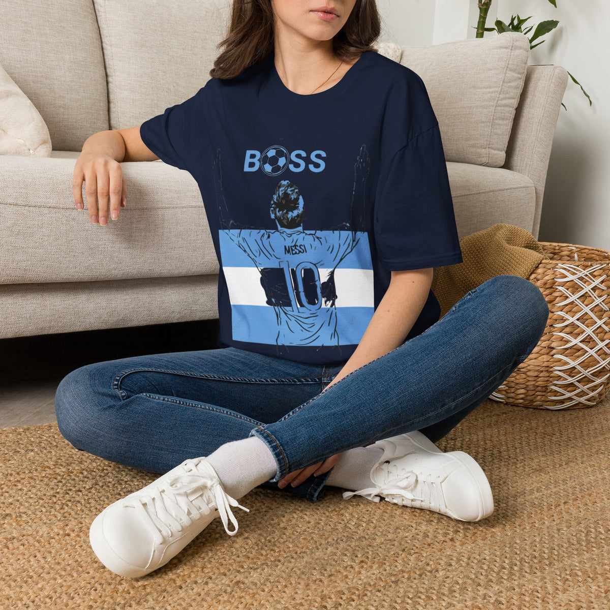Soccer Boss T‑Shirt — 'BOSS' Striped Football Player Graphic Tee