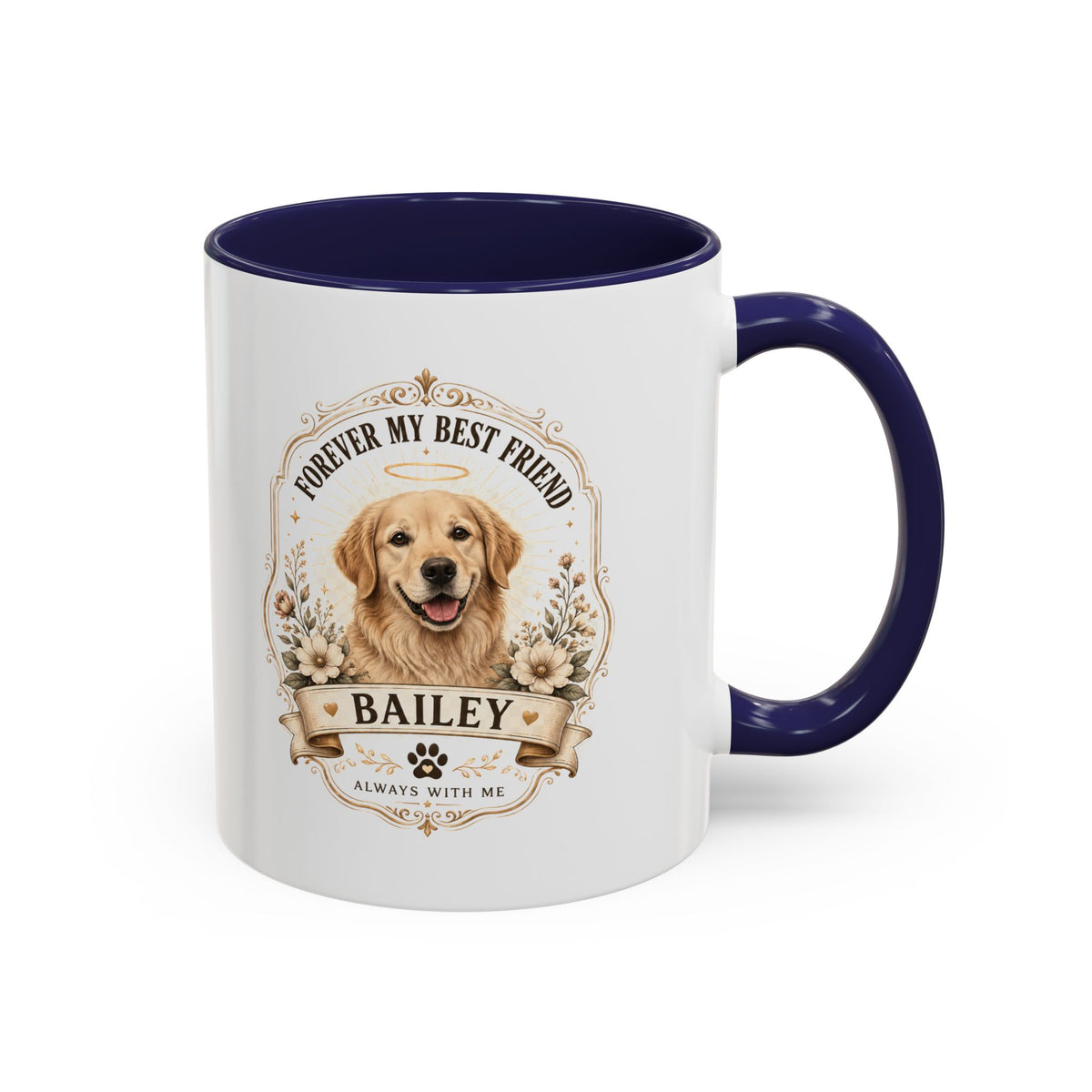 Milo Bailey Dog Dad Mom Dog Memorial Coffee Mug — "Forever My Best Friend" Personalized Golden Retriever