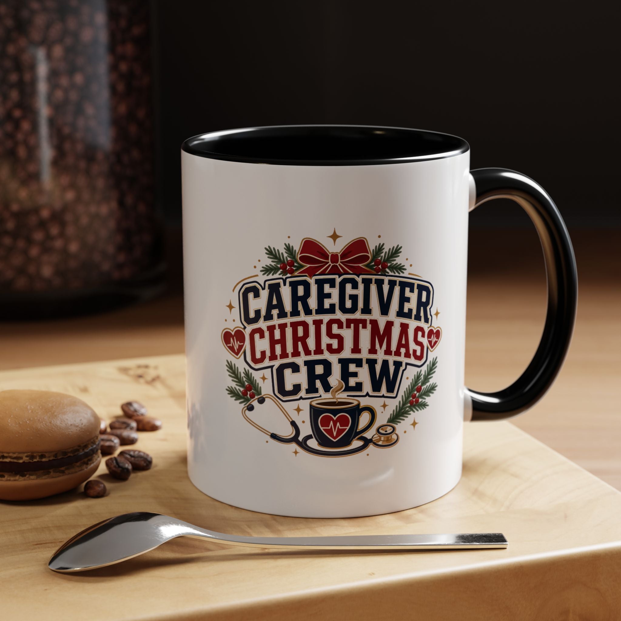 Modern Day Christmas Caregiver Christmas Crew Accent Coffee Mug – Holiday Nurse & Caregiver Gift (11/15oz)