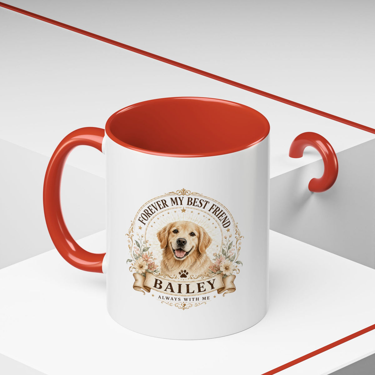 Milo Bailey Dog Dad Mom Golden Retriever Coffee Mug — “Forever My Best Friend” Personalized Dog Mug (Bailey)