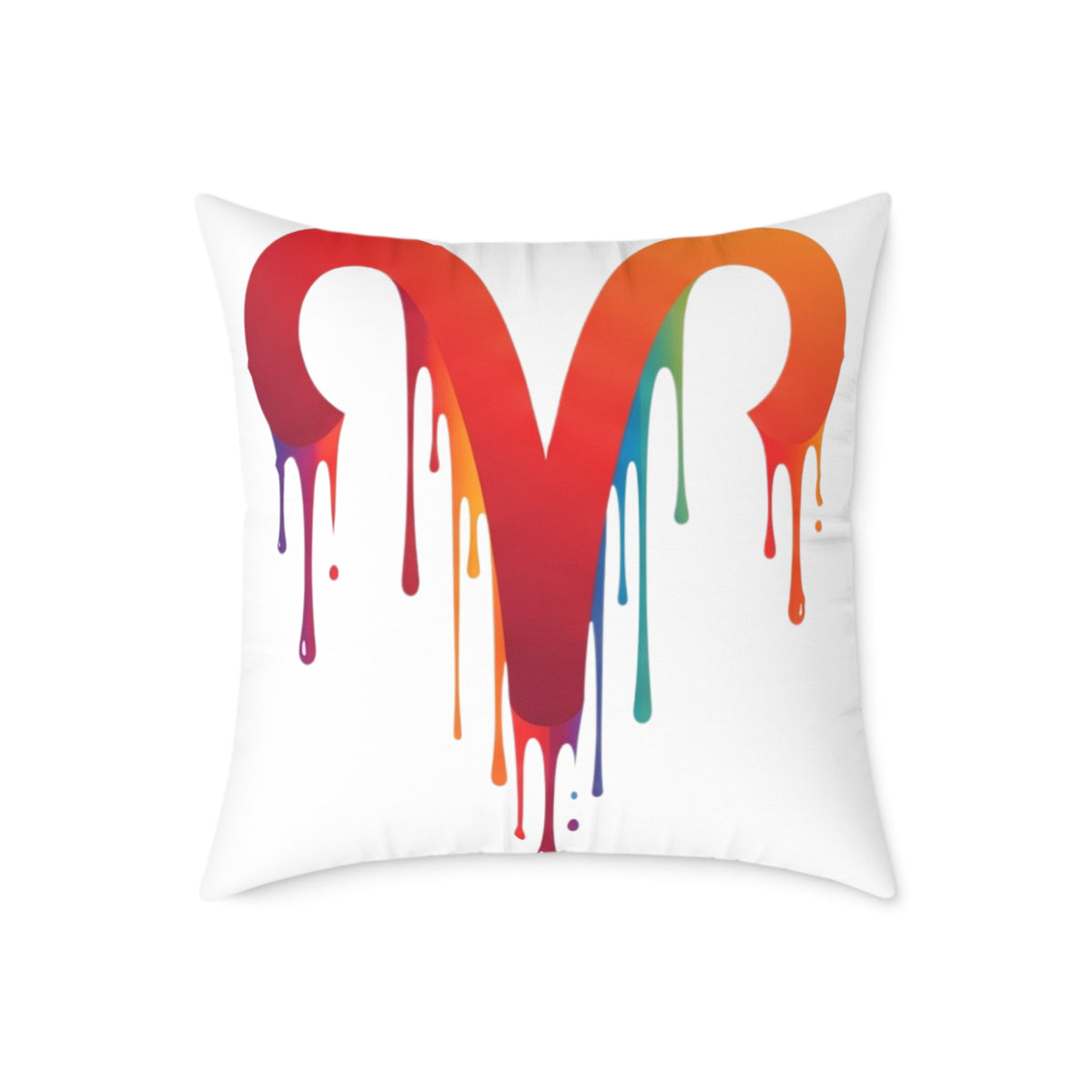 Aries Zodiac Dripping Rainbow Heart Pillow — Colorful Decorative Throw Pillow