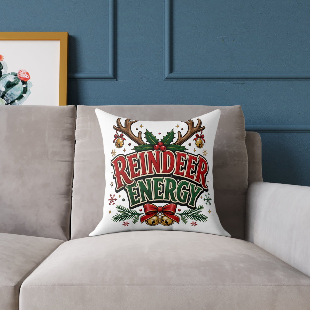 Reindeer Energy Christmas Throw Pillow