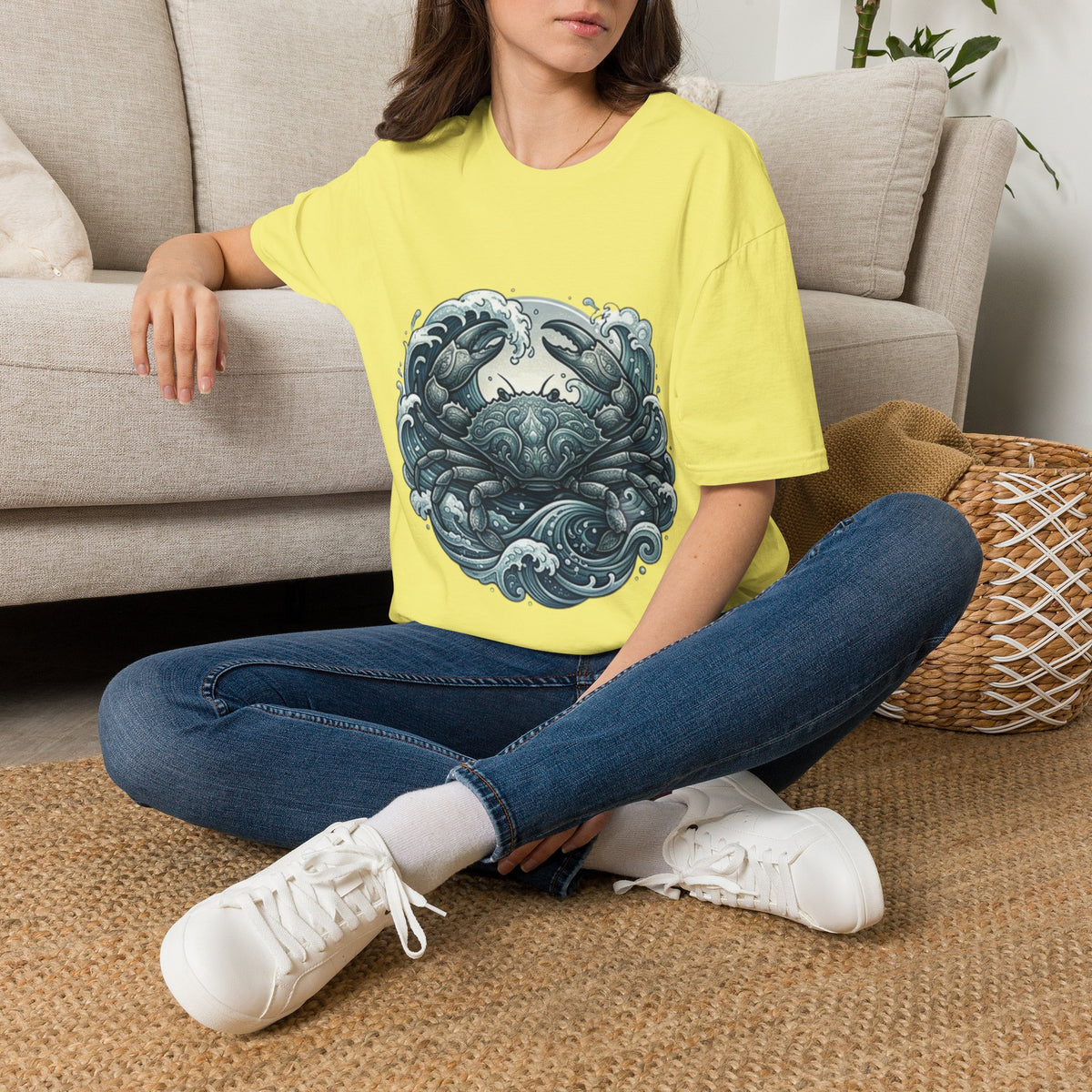 Cancer Zodiac Crab & Waves T-Shirt — Nautical Ocean Art Tee