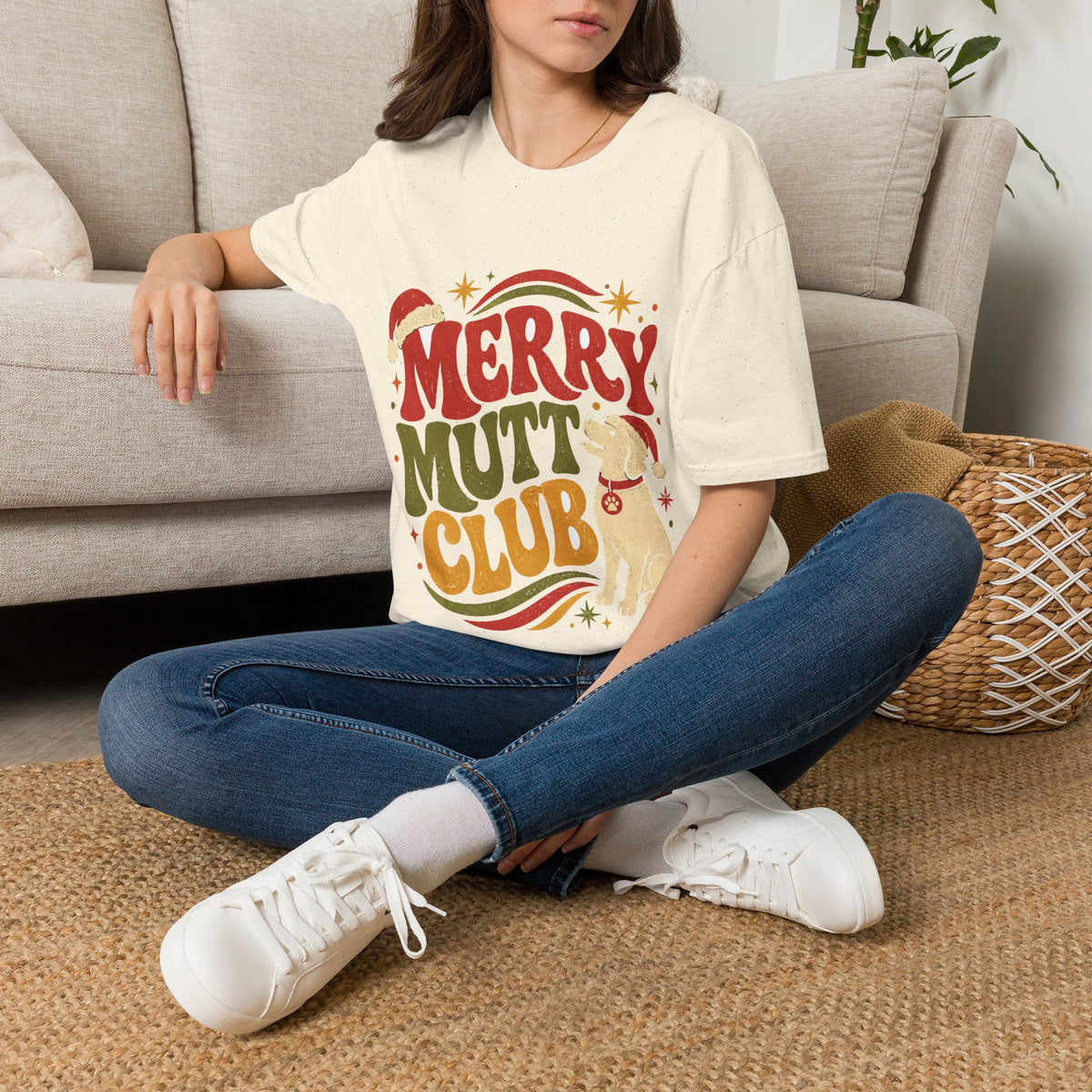 Merry Mutt Club T-Shirt — Retro Christmas Dog Lover Tee
