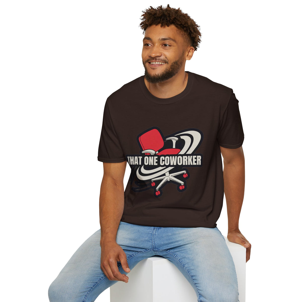 "That One Coworker" Graphic T-Shirt – Funny Office Chair Skateboard Tee - Trending Now - August 2026