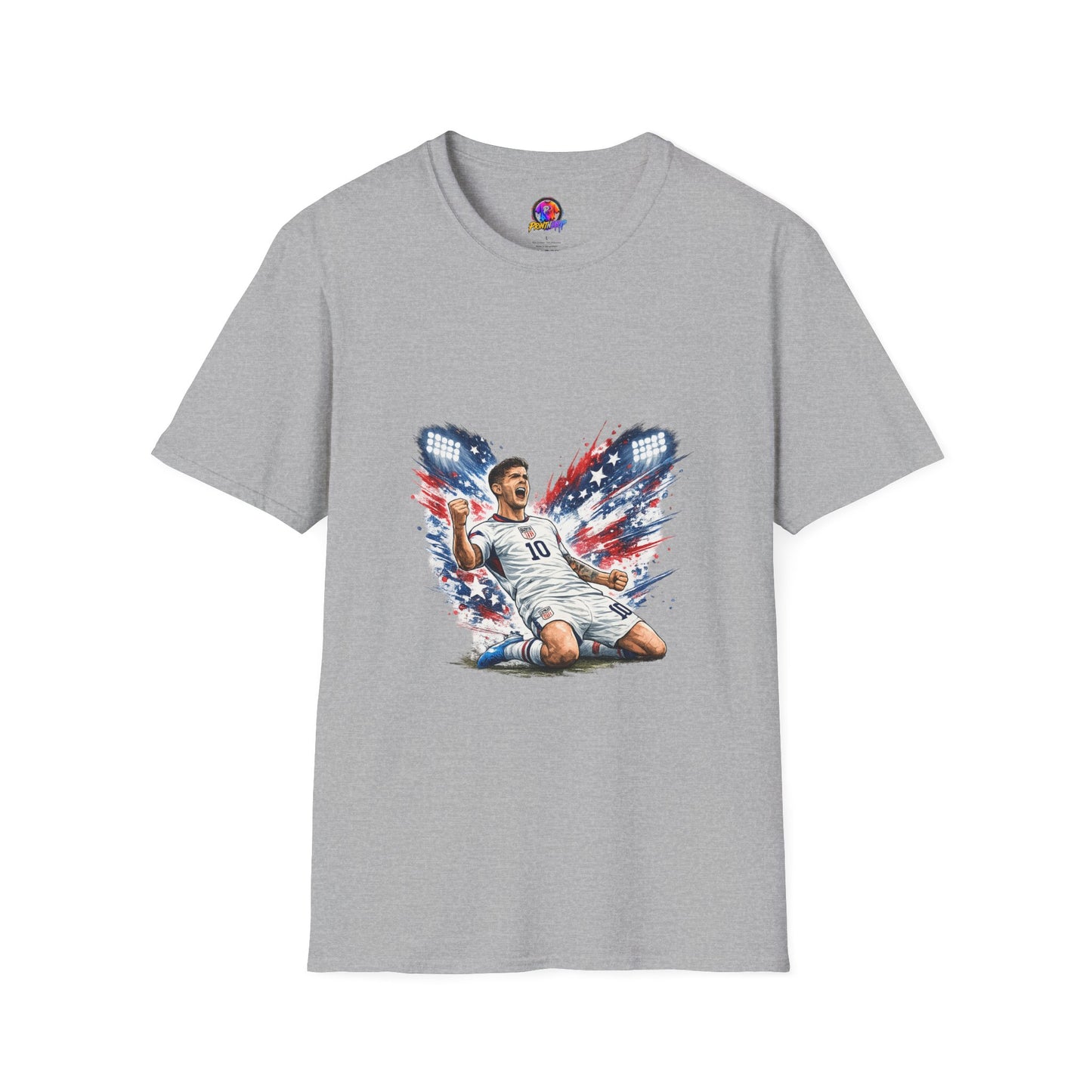 USA Soccer Player Flag T-Shirt — Patriotic Football Fan Tee