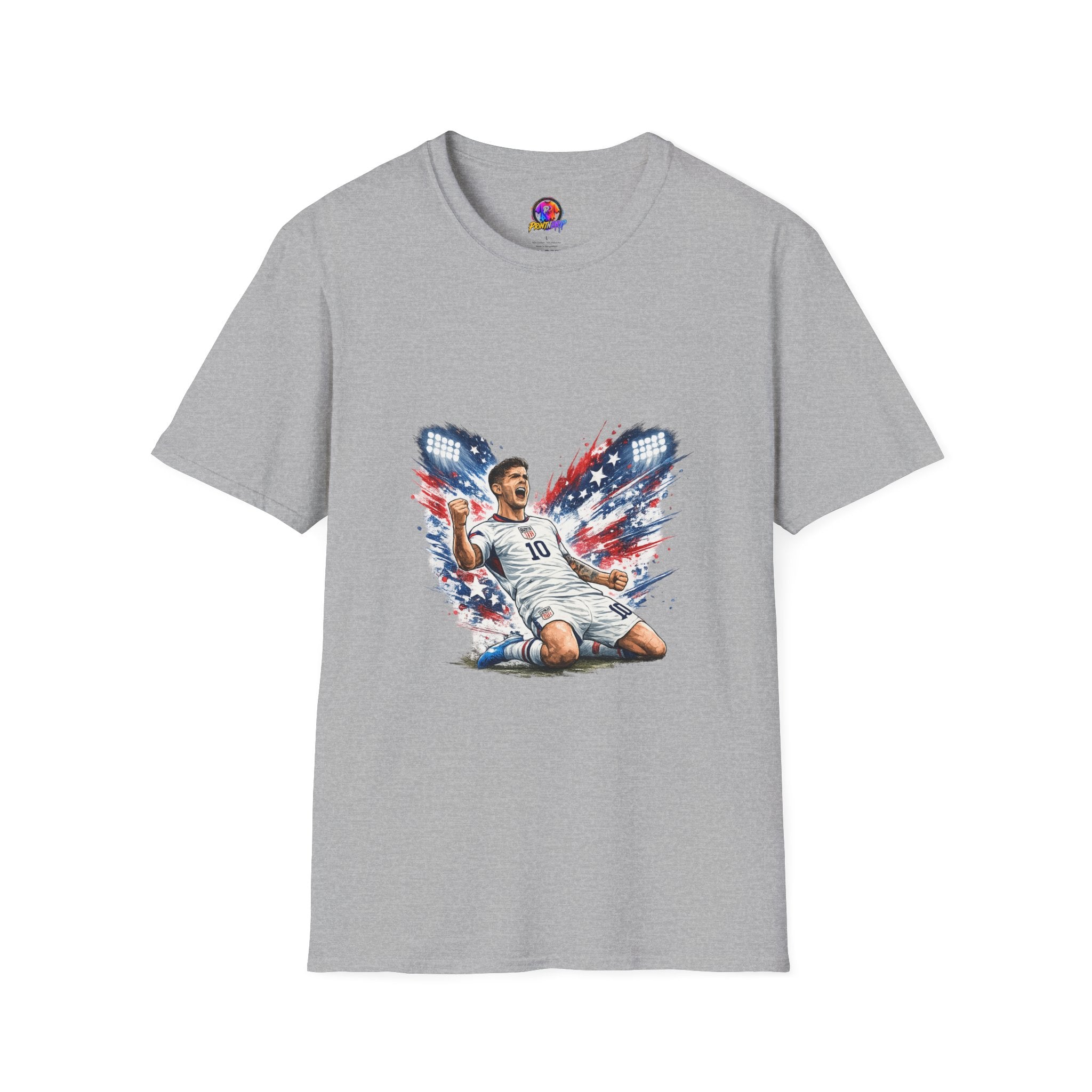USA Soccer Player Flag T-Shirt — Patriotic Football Fan Tee