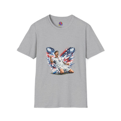 USA Soccer Player Flag T-Shirt — Patriotic Football Fan Tee