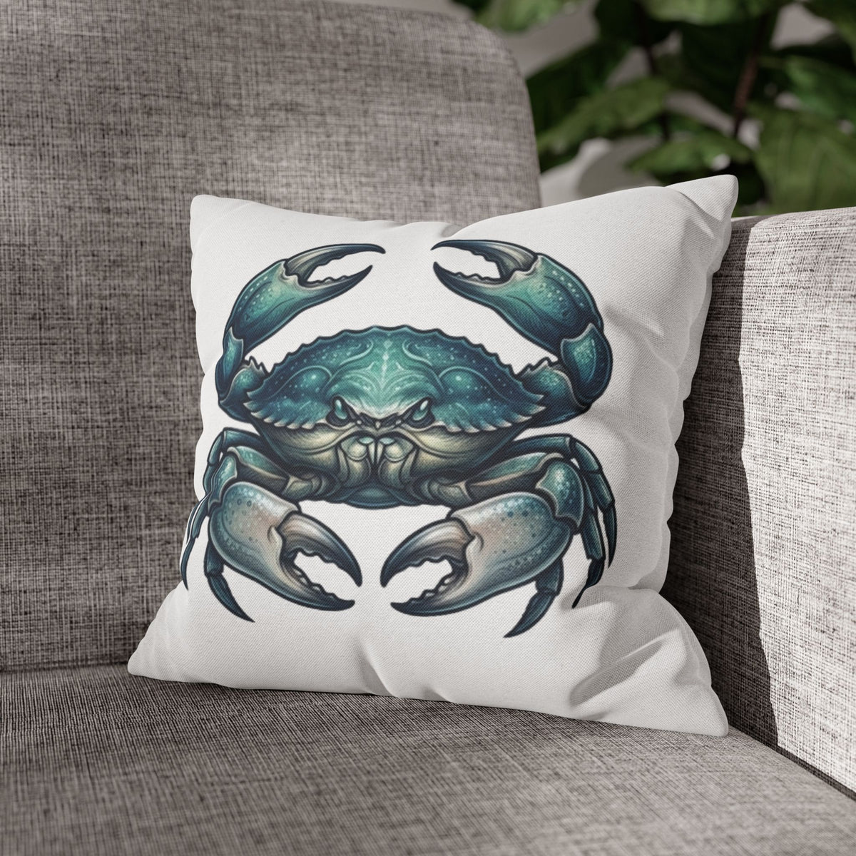 Cancer Zodiac Blue Crab Decorative Pillowcase — Coastal Beach House Accent