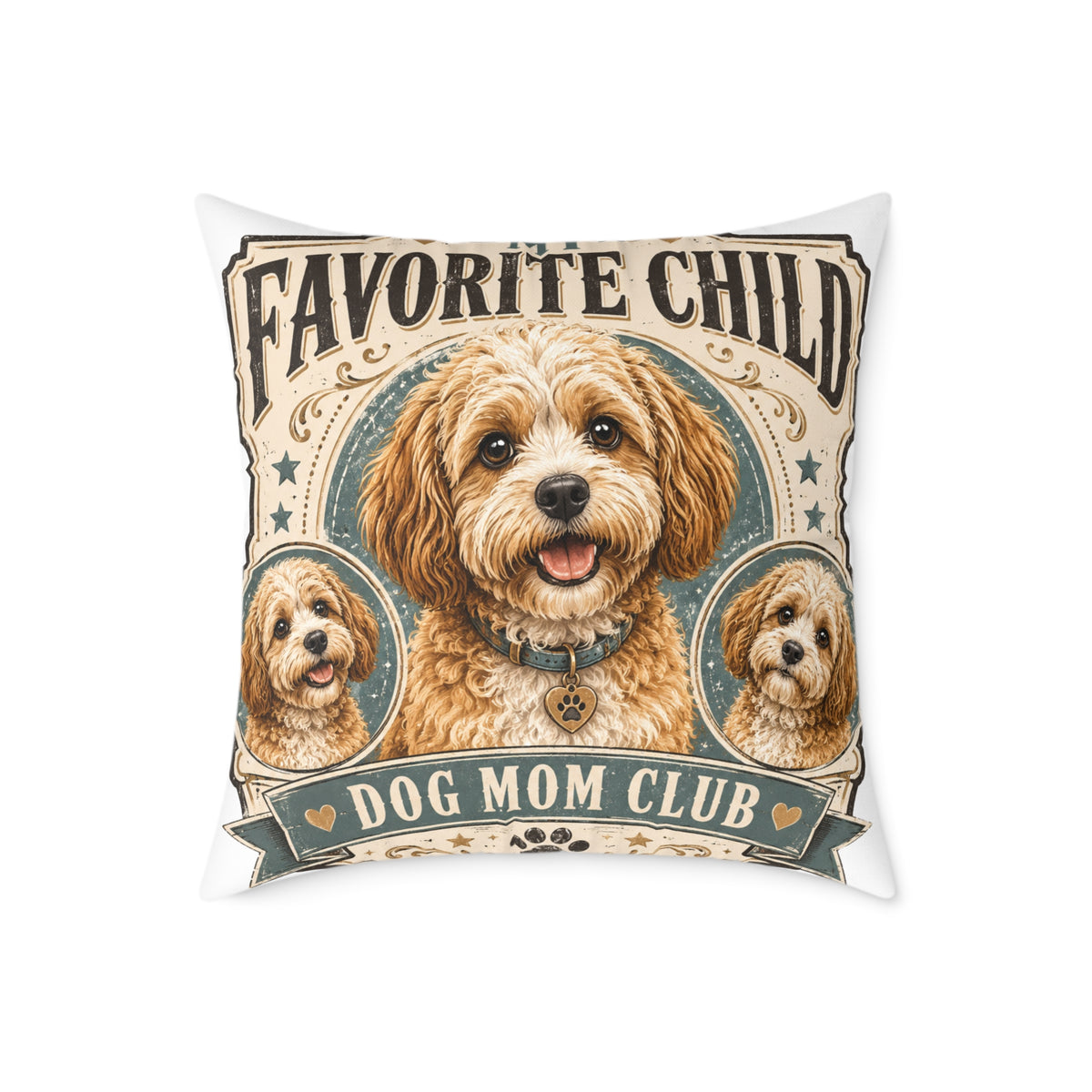 Favorite Child Dog Mom Club Pillow  Milo Bailey Dog Dad Mom — Cute Dog Mom Decorative Throw Pillow