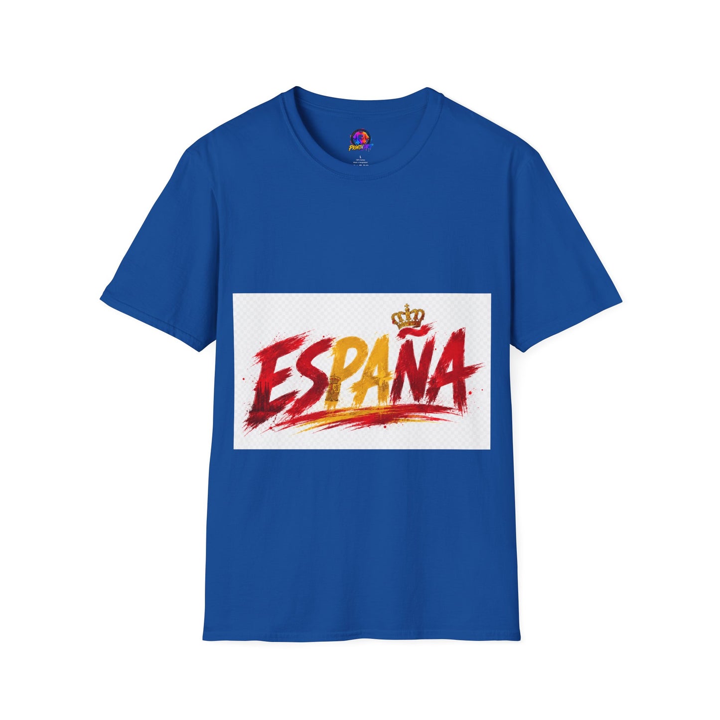 Spain  Graphic T-Shirt — Spanish Flag Brushstroke Design with Crown