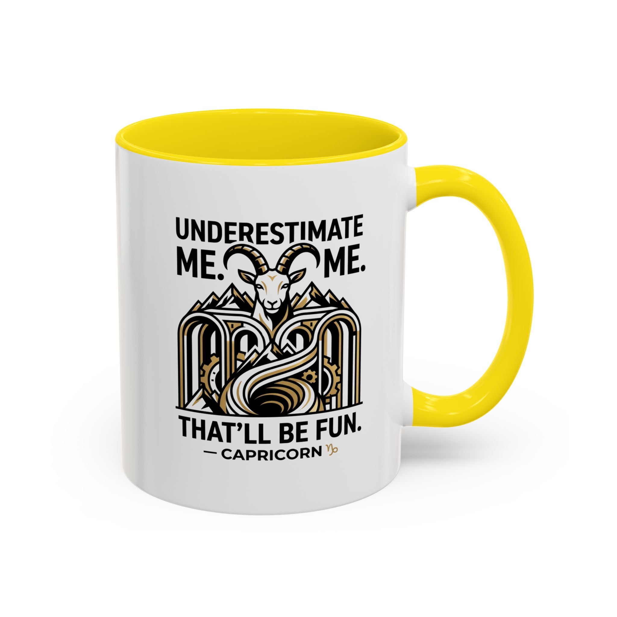 Capricorn Coffee Mug — "Underestimate Me. That'll Be Fun." Zodiac Accent Mug (11/15oz)