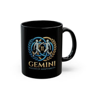 Gemini Zodiac Black Mug