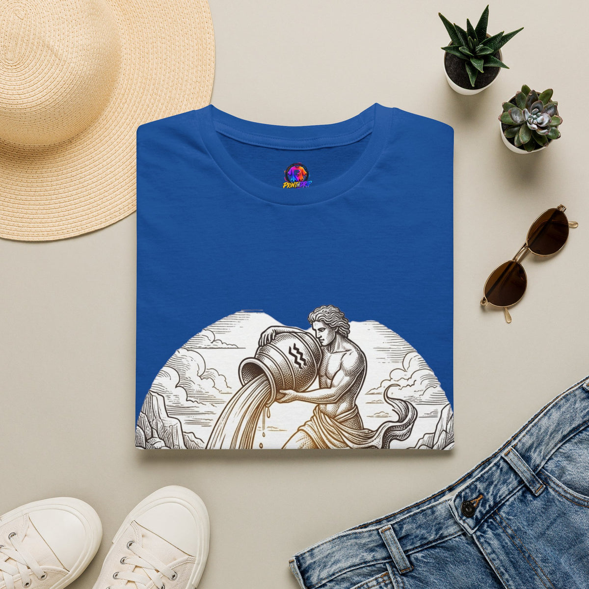 Aquarius Zodiac T-Shirt — Vintage Water Bearer Astrology Tee