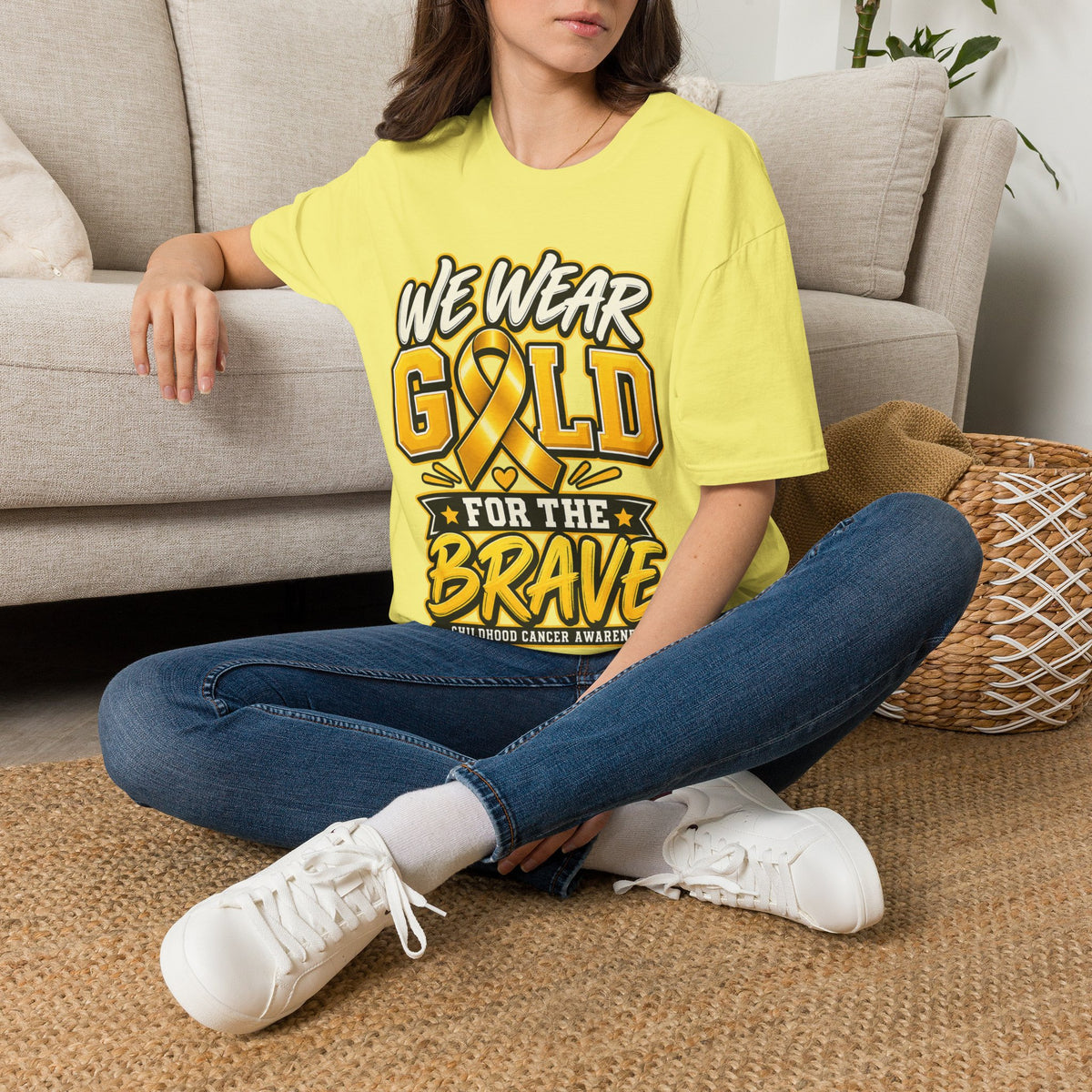 Childhood Cancer Awareness T-Shirt — "We Wear Gold For The Brave"