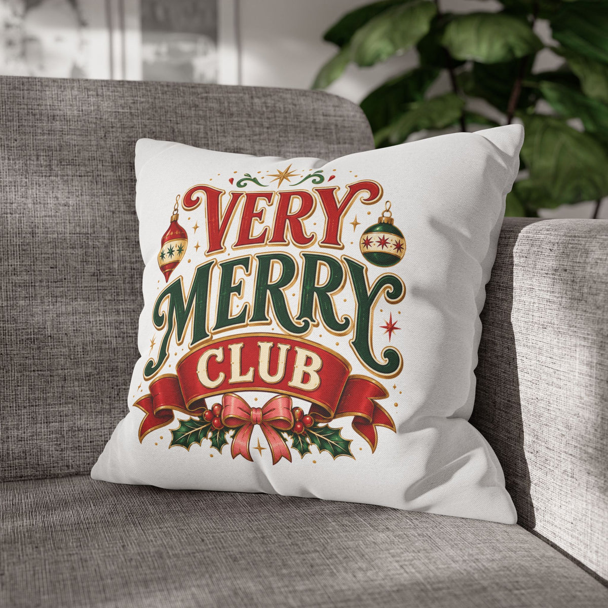 Christmas Very Merry Club Holiday Pillowcase — Christmas Decorative Throw Pillow