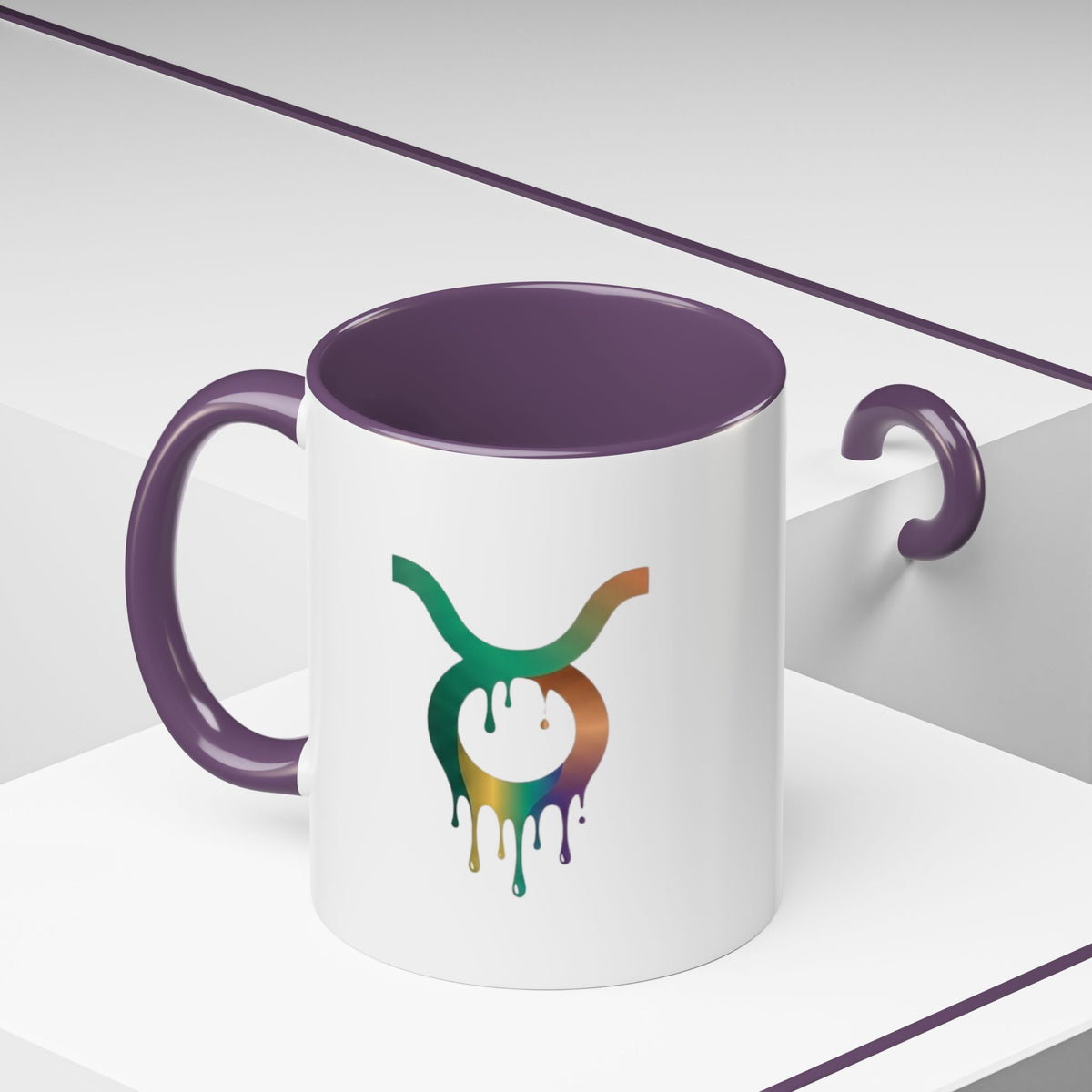 Taurus Drip Zodiac Coffee Mug — Colorful Taurus Symbol Accent Mug