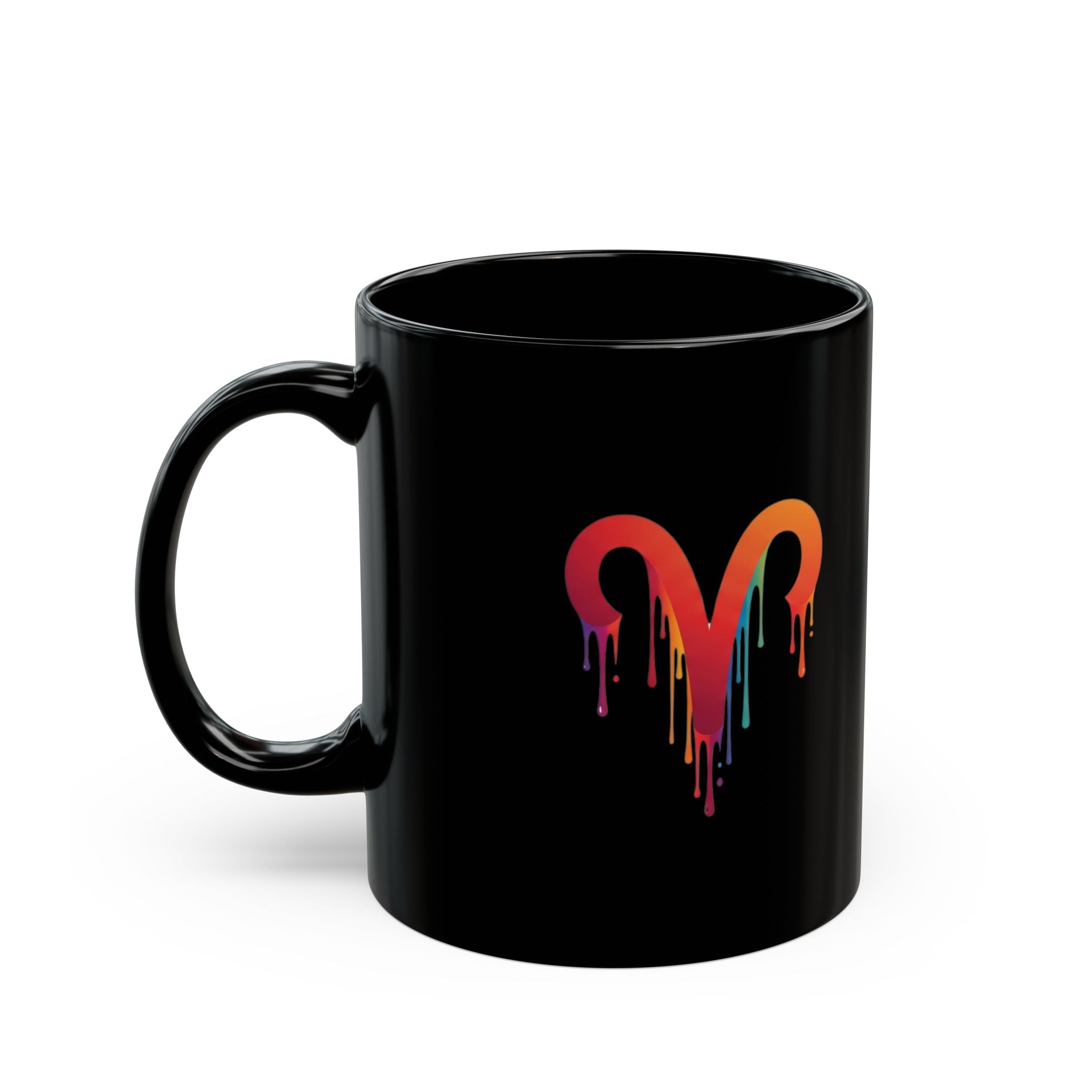 Dripping Rainbow Heart Mug — Colorful Pride Coffee Cup
