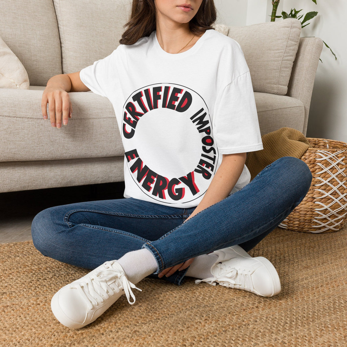 Certified Imposter Energy Retro Circular Tee - Funny Gaming Slogan Graphic T-Shirt - Trending Now - September 2026